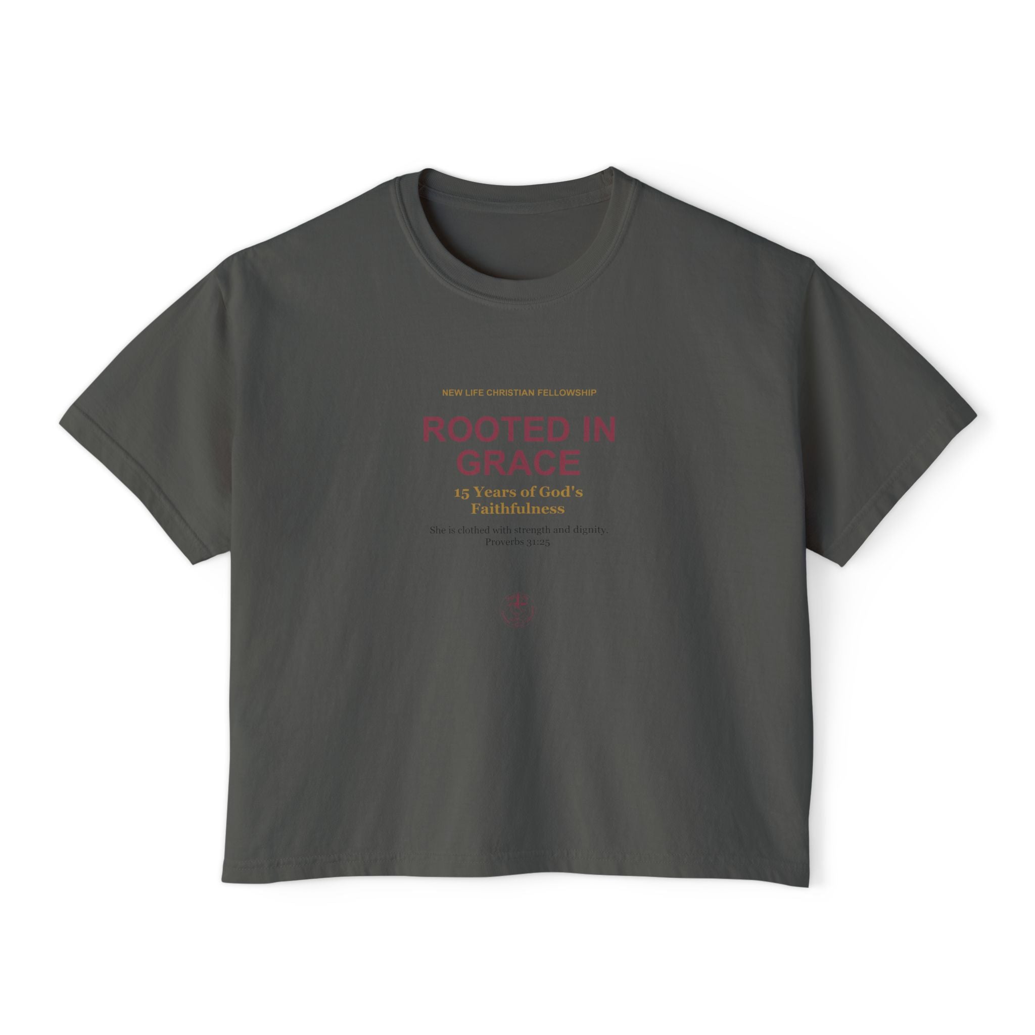 Rooted in New Life Women's Boxy Tee - 15th Anniversary Fundraiser