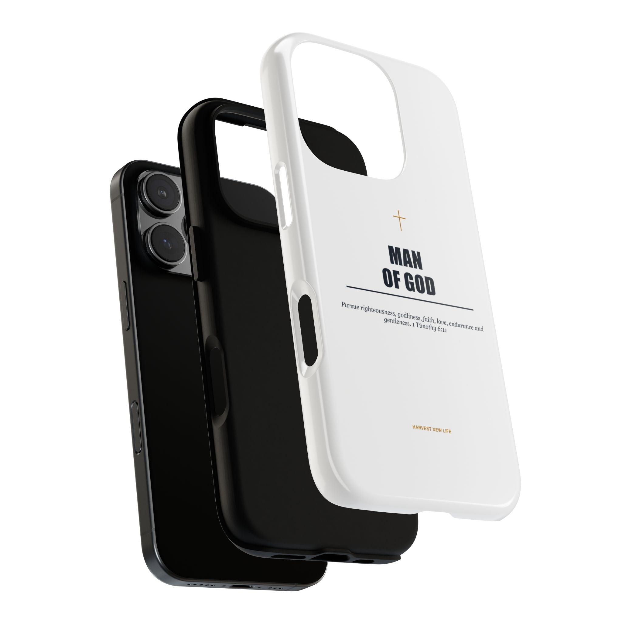 Man of God iPhone Case – Christian Faith Phone Cover with 1 Timothy 6:11 Scripture