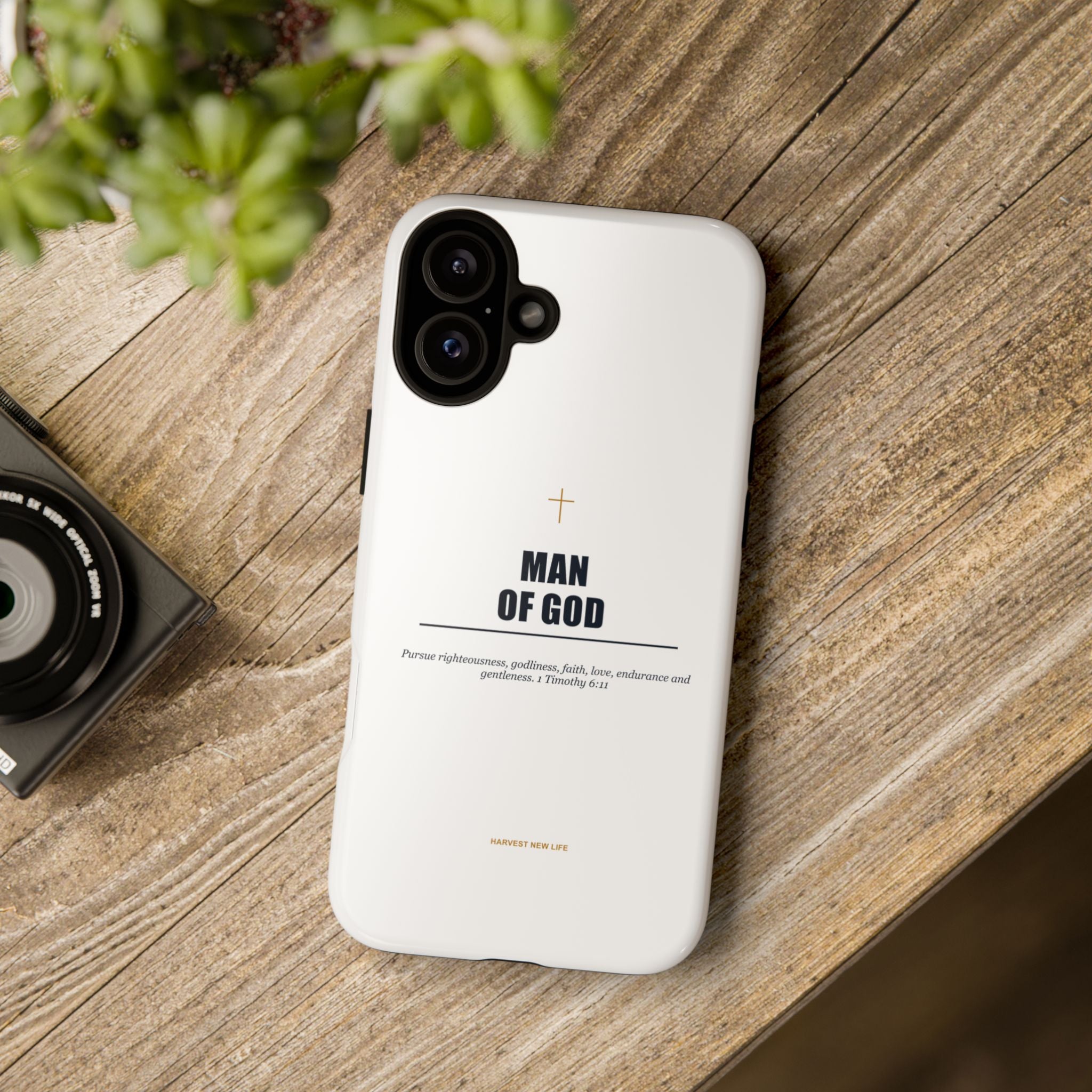 Man of God iPhone Case – Christian Faith Phone Cover with 1 Timothy 6:11 Scripture