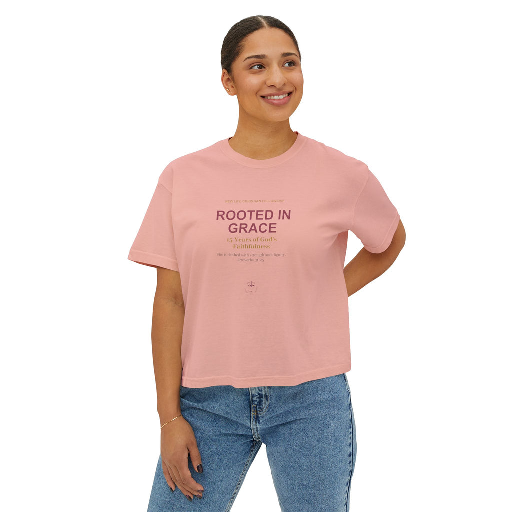 Rooted in New Life Women's Boxy Tee - 15th Anniversary Fundraiser