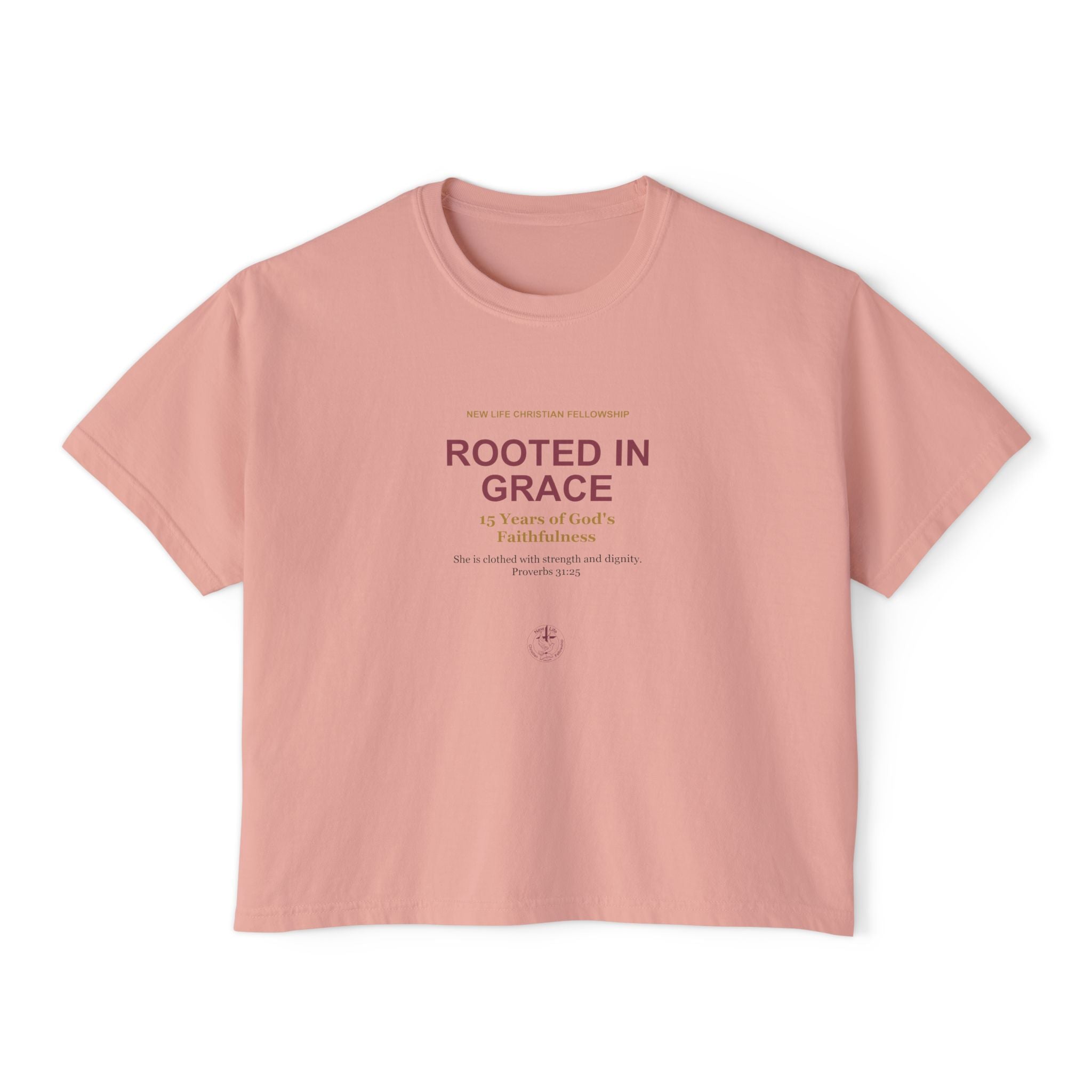 Rooted in New Life Women's Boxy Tee - 15th Anniversary Fundraiser