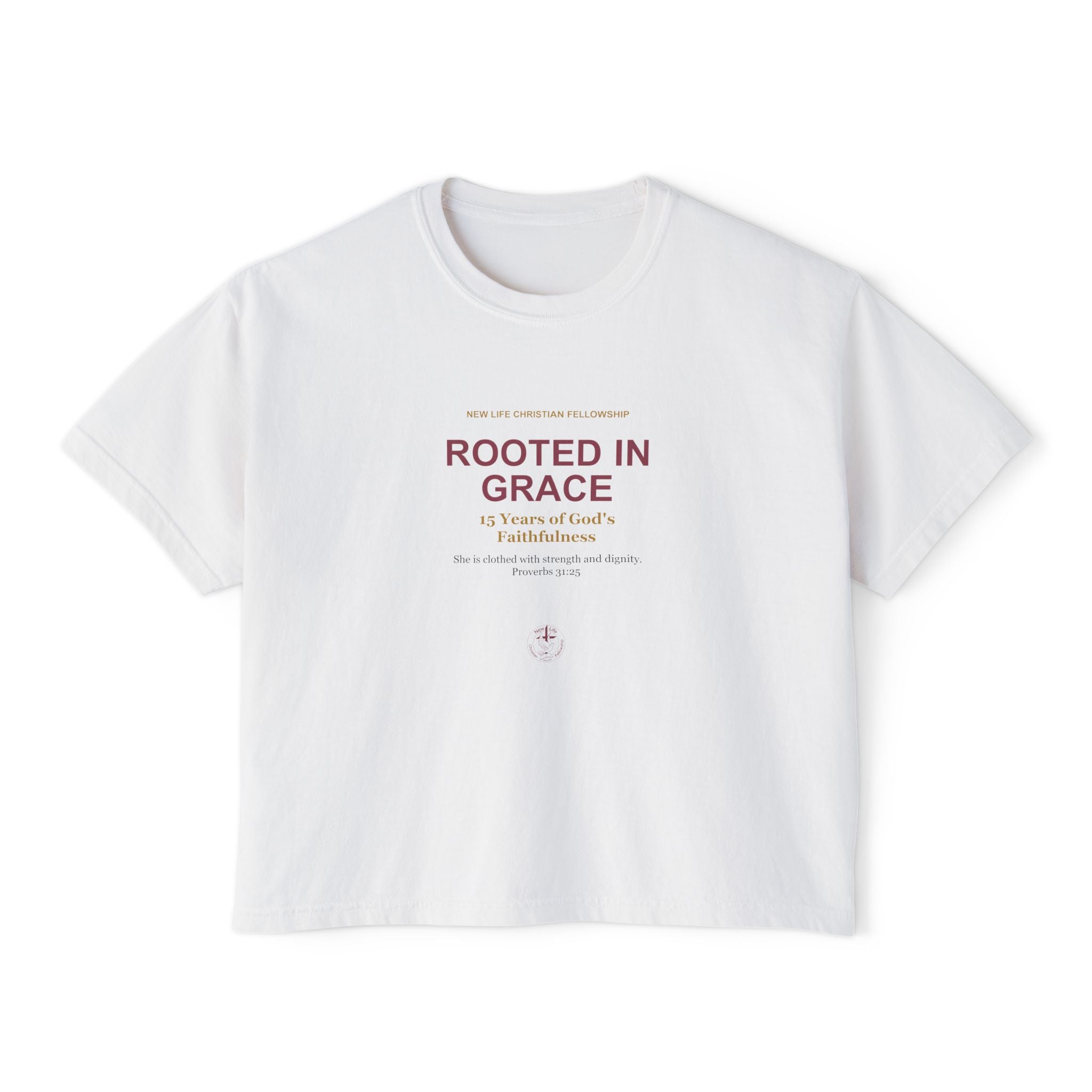 Rooted in New Life Women's Boxy Tee - 15th Anniversary Fundraiser