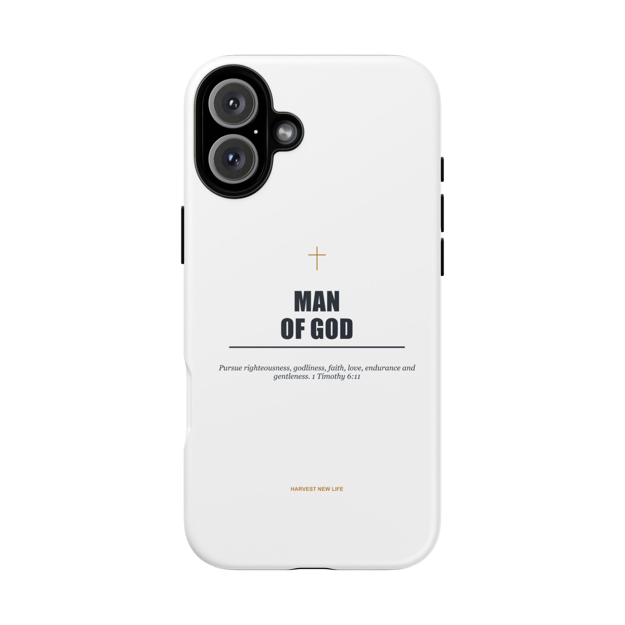 Man of God iPhone Case – Christian Faith Phone Cover with 1 Timothy 6:11 Scripture