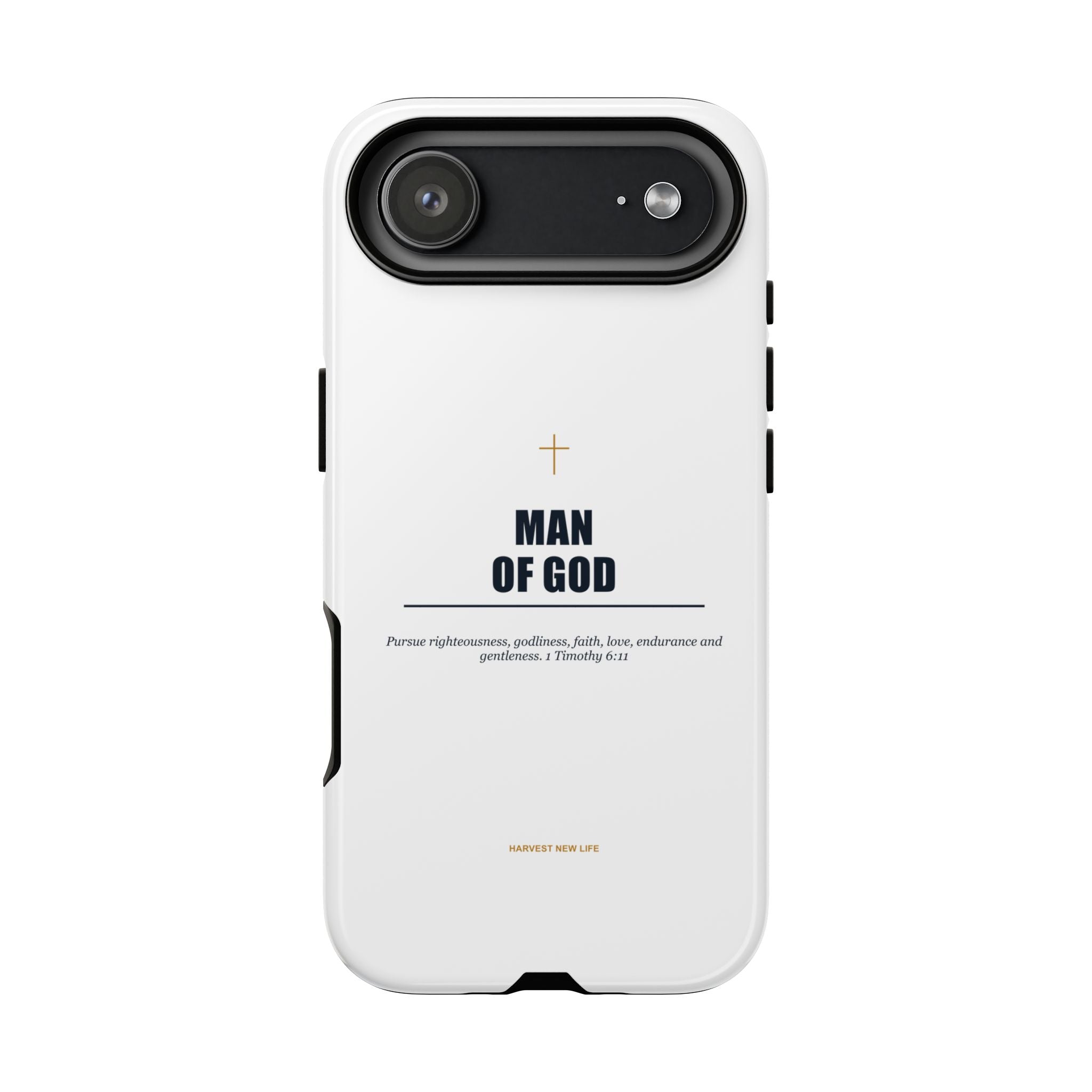 Man of God iPhone Case – Christian Faith Phone Cover with 1 Timothy 6:11 Scripture