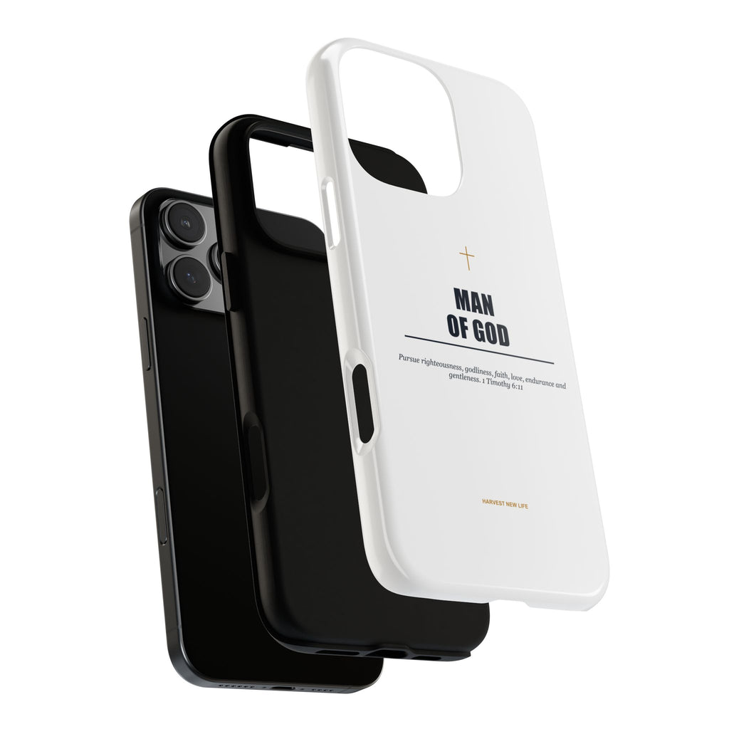Man of God iPhone Case – Christian Faith Phone Cover with 1 Timothy 6:11 Scripture