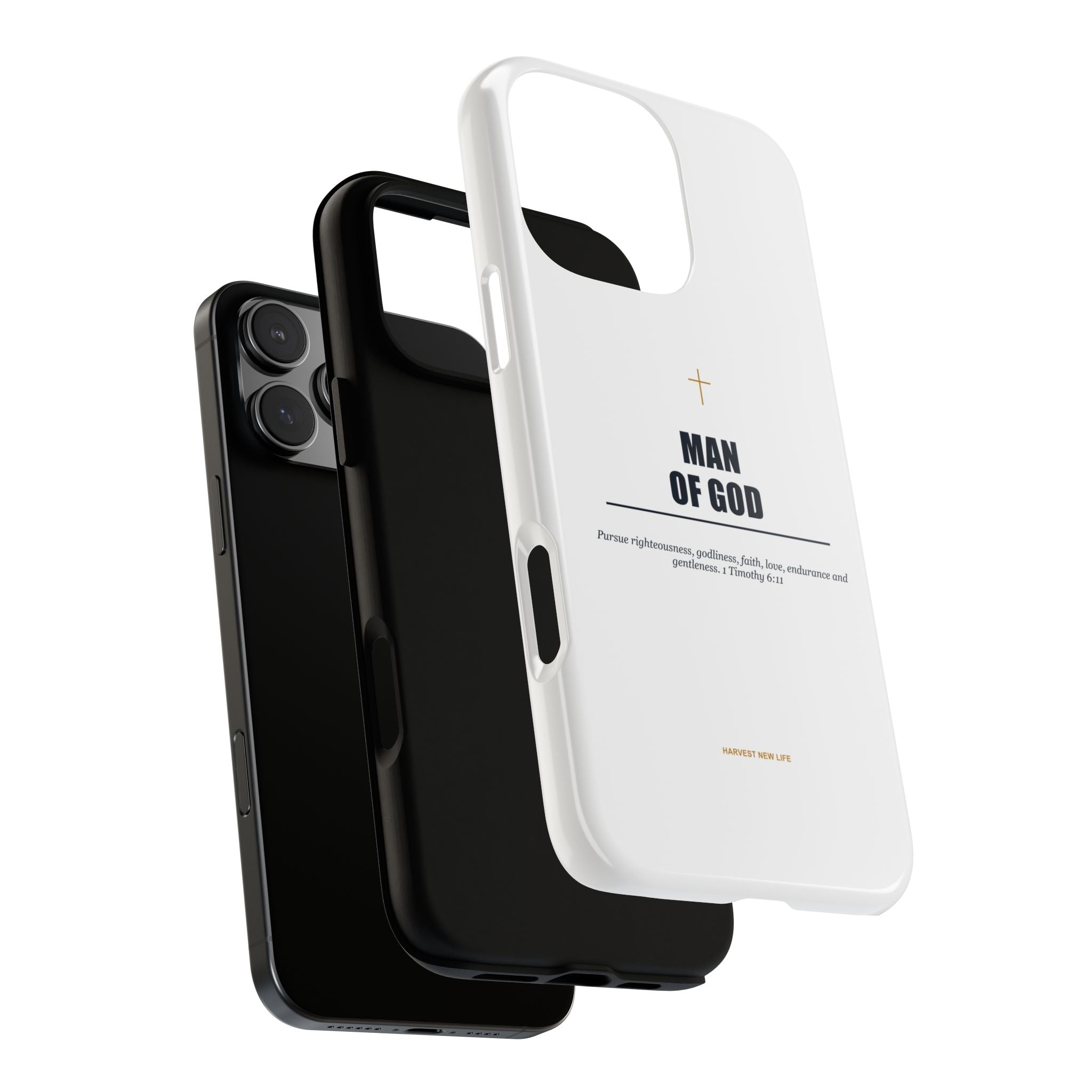 Man of God iPhone Case – Christian Faith Phone Cover with 1 Timothy 6:11 Scripture