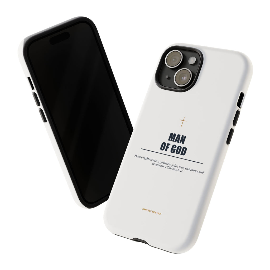 Man of God iPhone Case – Christian Faith Phone Cover with 1 Timothy 6:11 Scripture