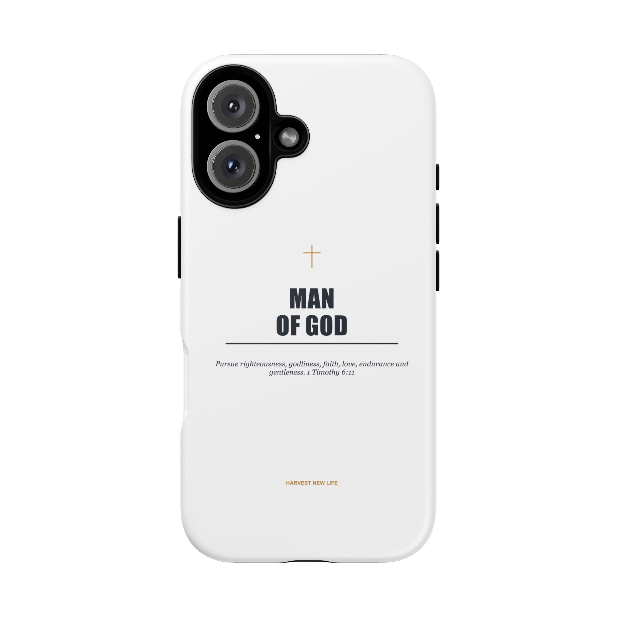 Man of God iPhone Case – Christian Faith Phone Cover with 1 Timothy 6:11 Scripture