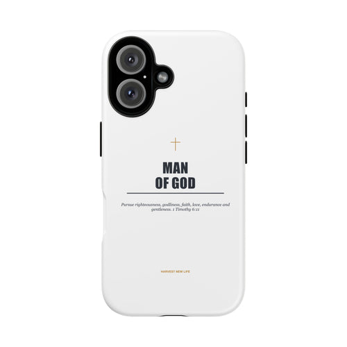 Man of God iPhone Case – Christian Faith Phone Cover with 1 Timothy 6:11 Scripture
