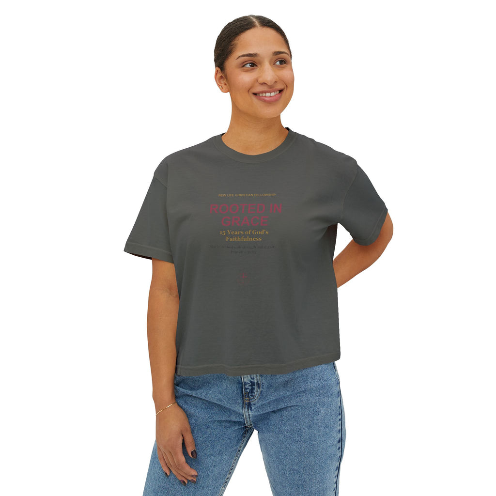 Rooted in New Life Women's Boxy Tee - 15th Anniversary Fundraiser