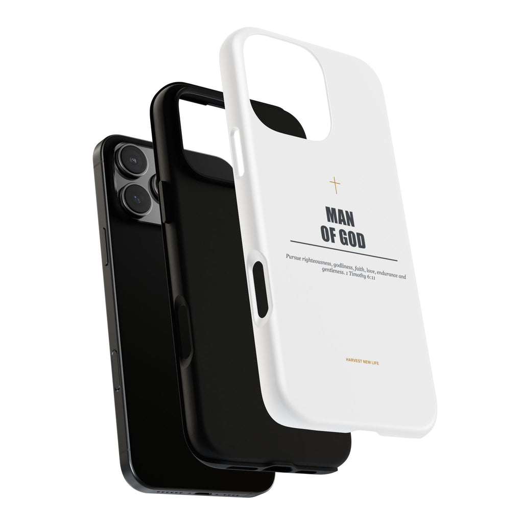 Man of God iPhone Case – Christian Faith Phone Cover with 1 Timothy 6:11 Scripture