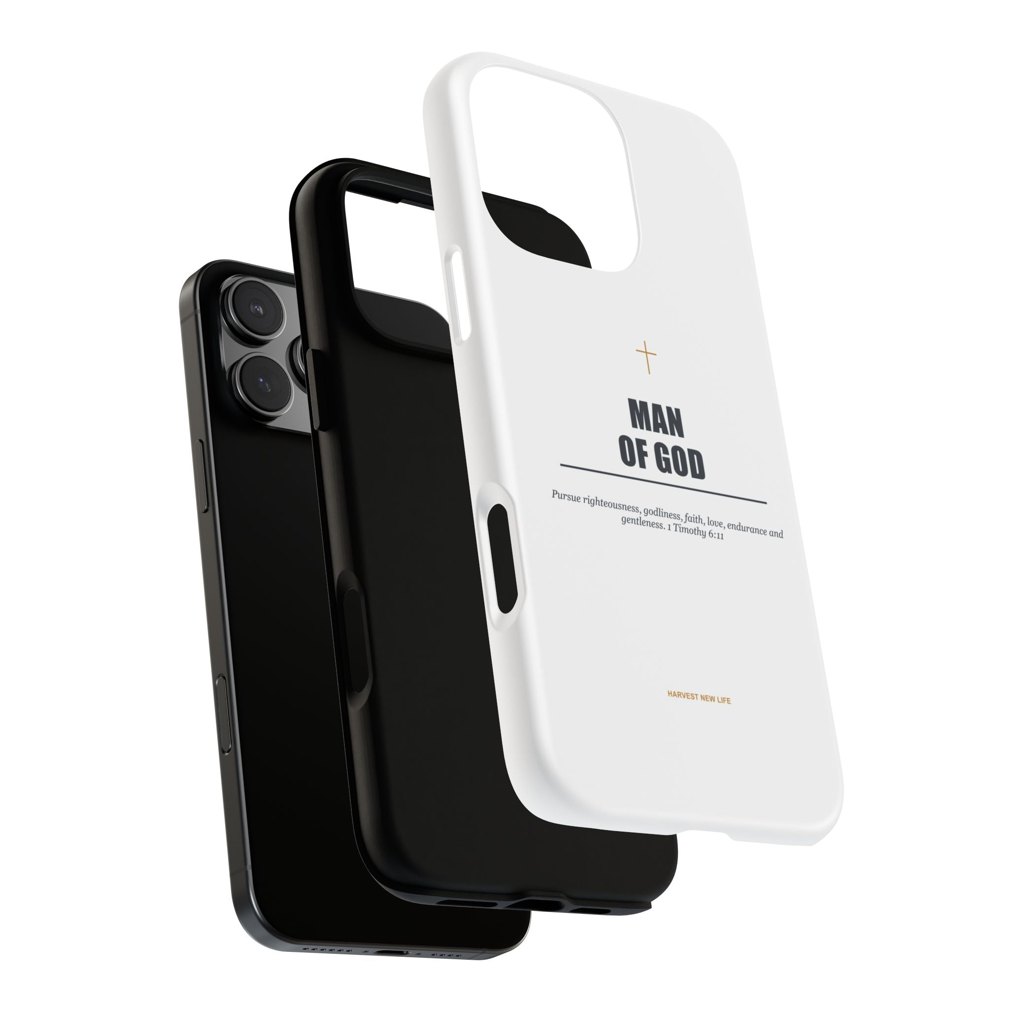 Man of God iPhone Case – Christian Faith Phone Cover with 1 Timothy 6:11 Scripture
