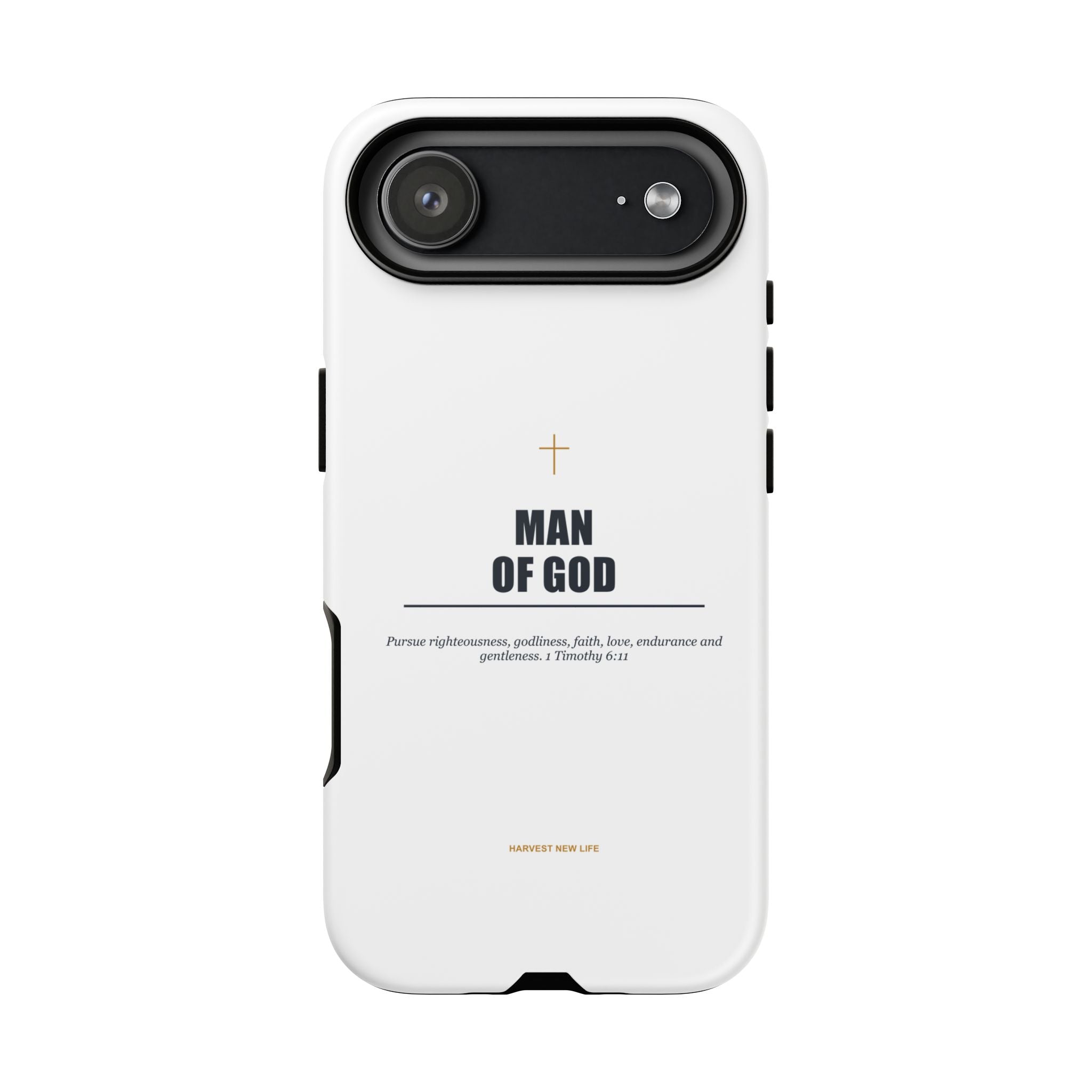 Man of God iPhone Case – Christian Faith Phone Cover with 1 Timothy 6:11 Scripture