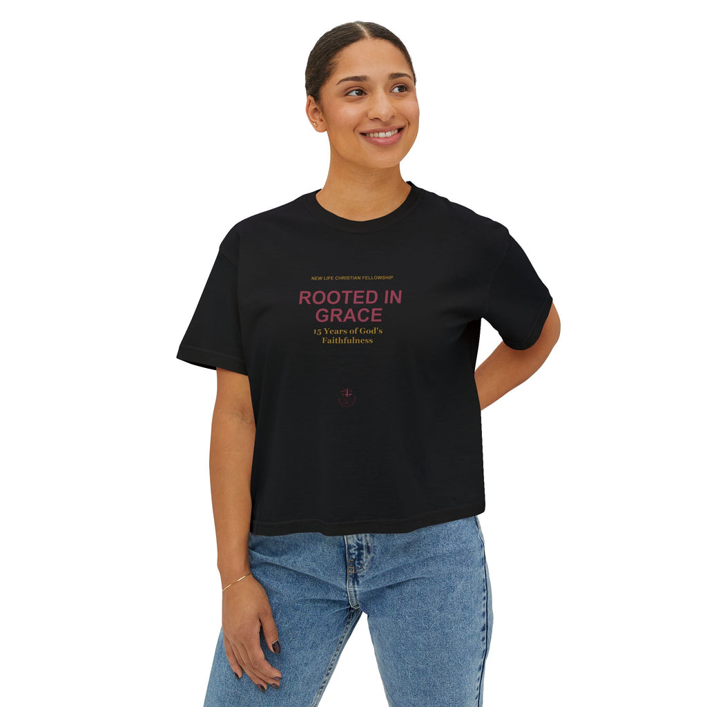 Rooted in New Life Women's Boxy Tee - 15th Anniversary Fundraiser