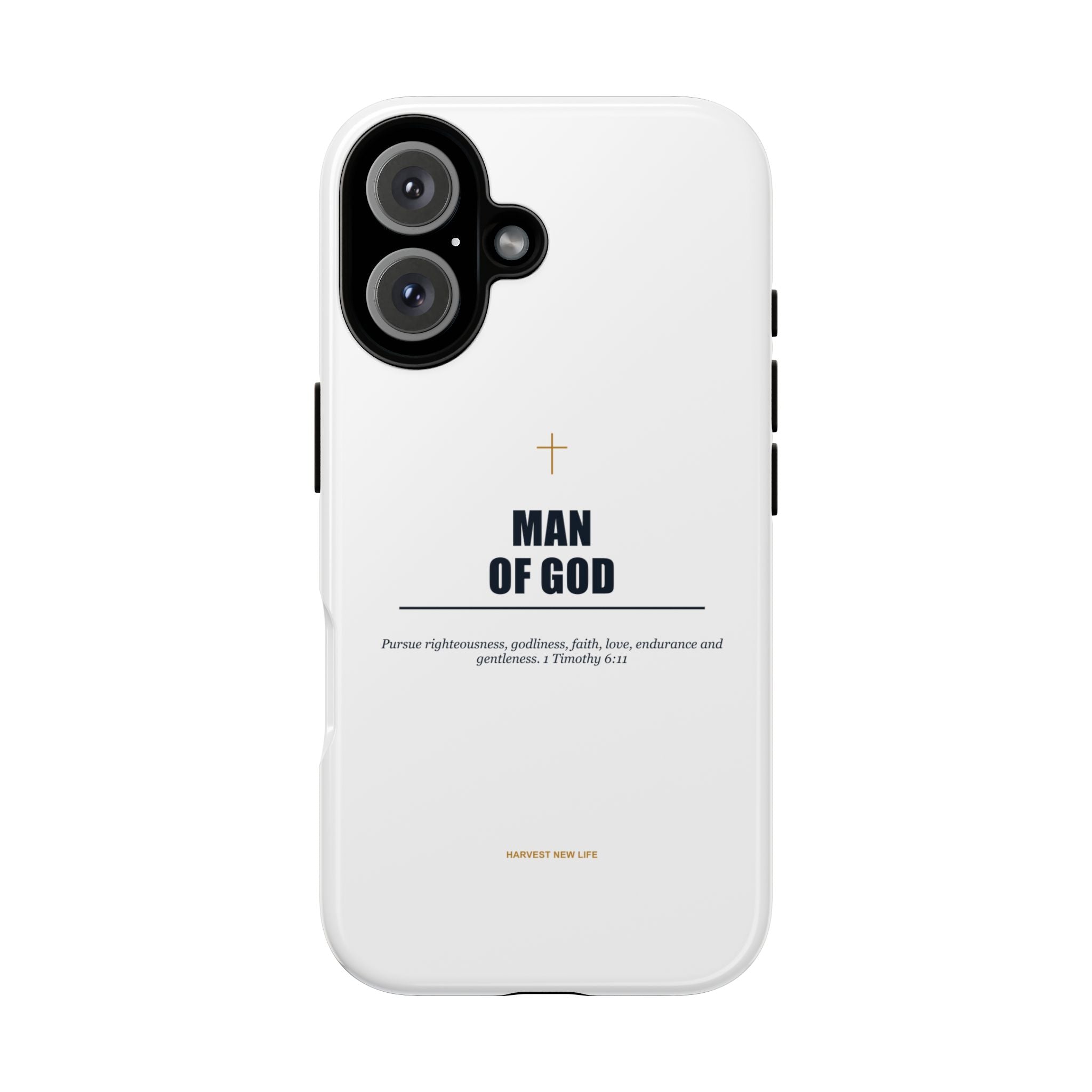 Man of God iPhone Case – Christian Faith Phone Cover with 1 Timothy 6:11 Scripture