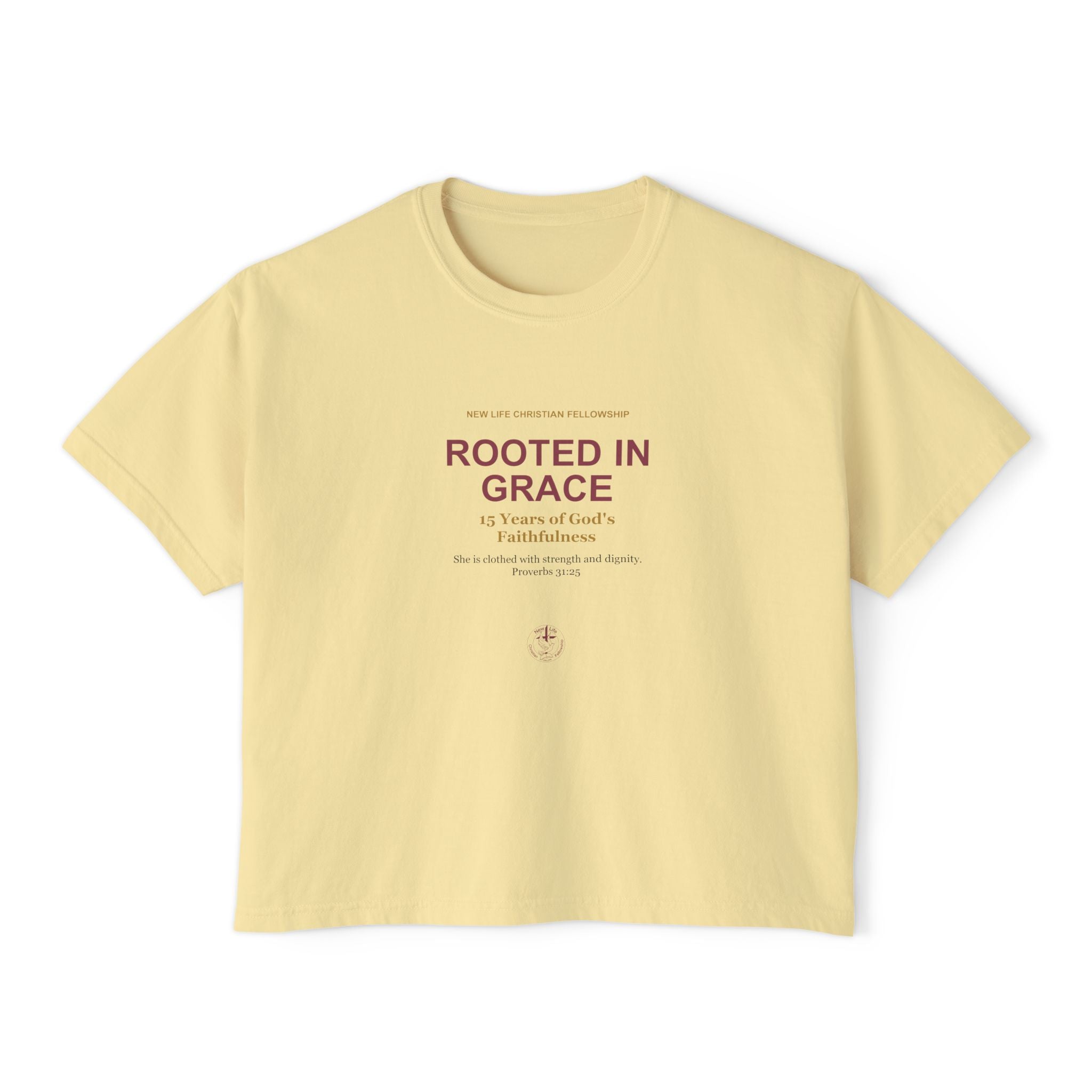 Rooted in New Life Women's Boxy Tee - 15th Anniversary Fundraiser