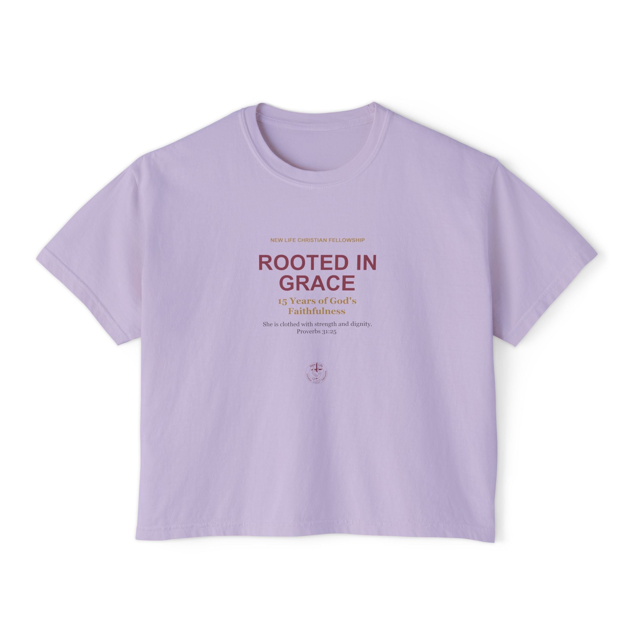 Rooted in New Life Women's Boxy Tee - 15th Anniversary Fundraiser