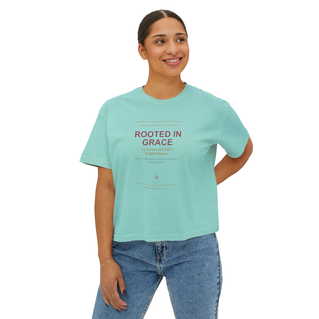 Rooted in New Life Women's Boxy Tee - 15th Anniversary Fundraiser