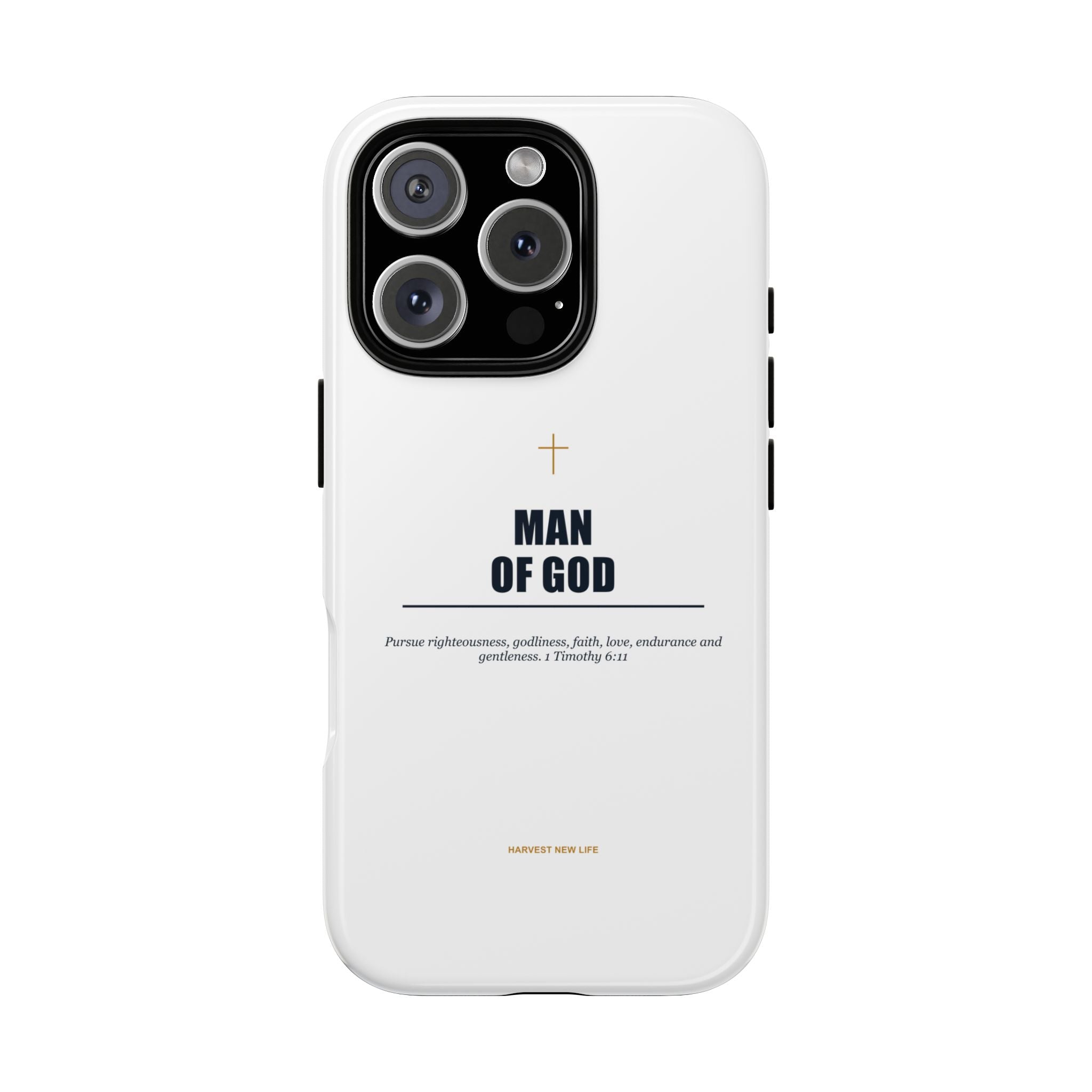 Man of God iPhone Case – Christian Faith Phone Cover with 1 Timothy 6:11 Scripture