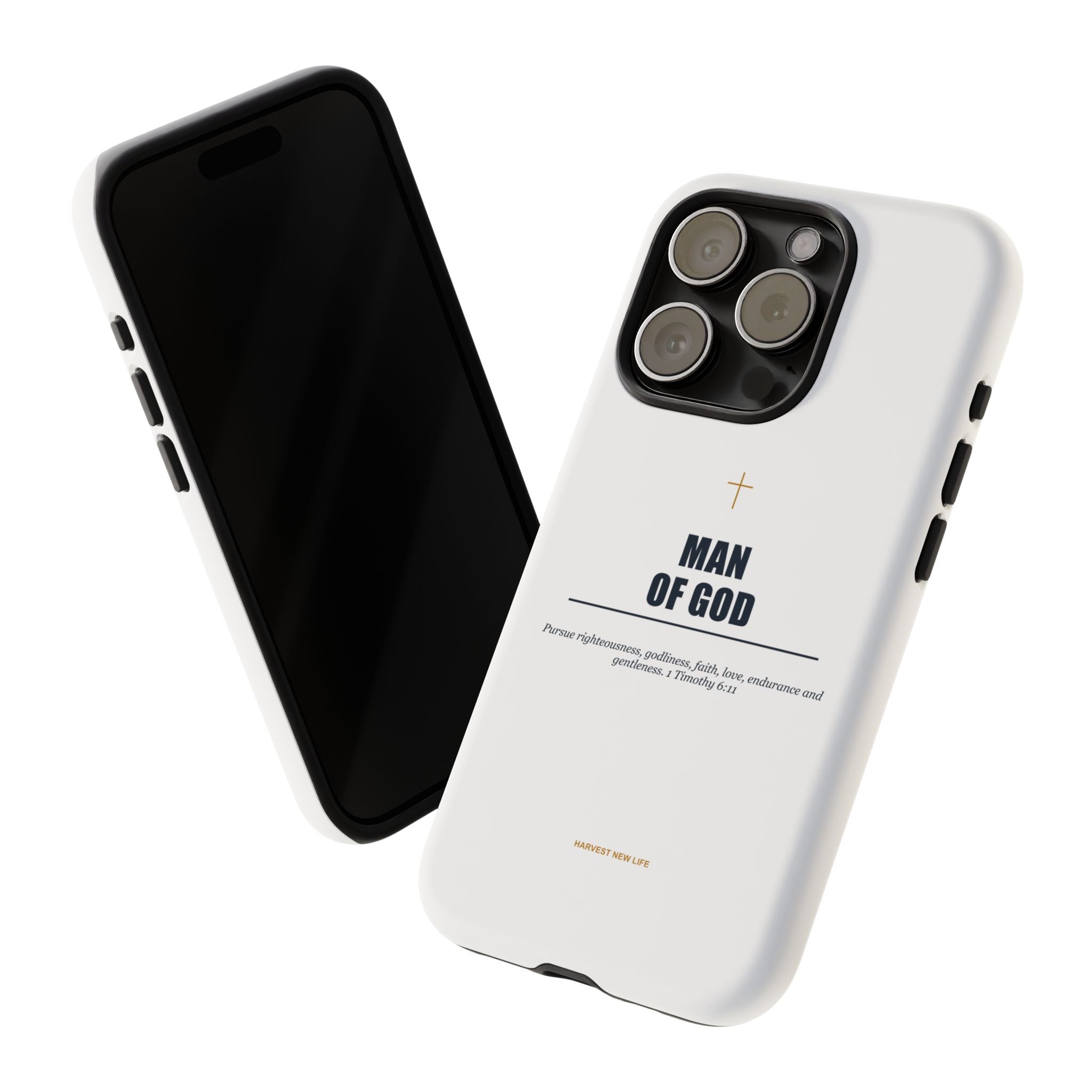 Man of God iPhone Case – Christian Faith Phone Cover with 1 Timothy 6:11 Scripture