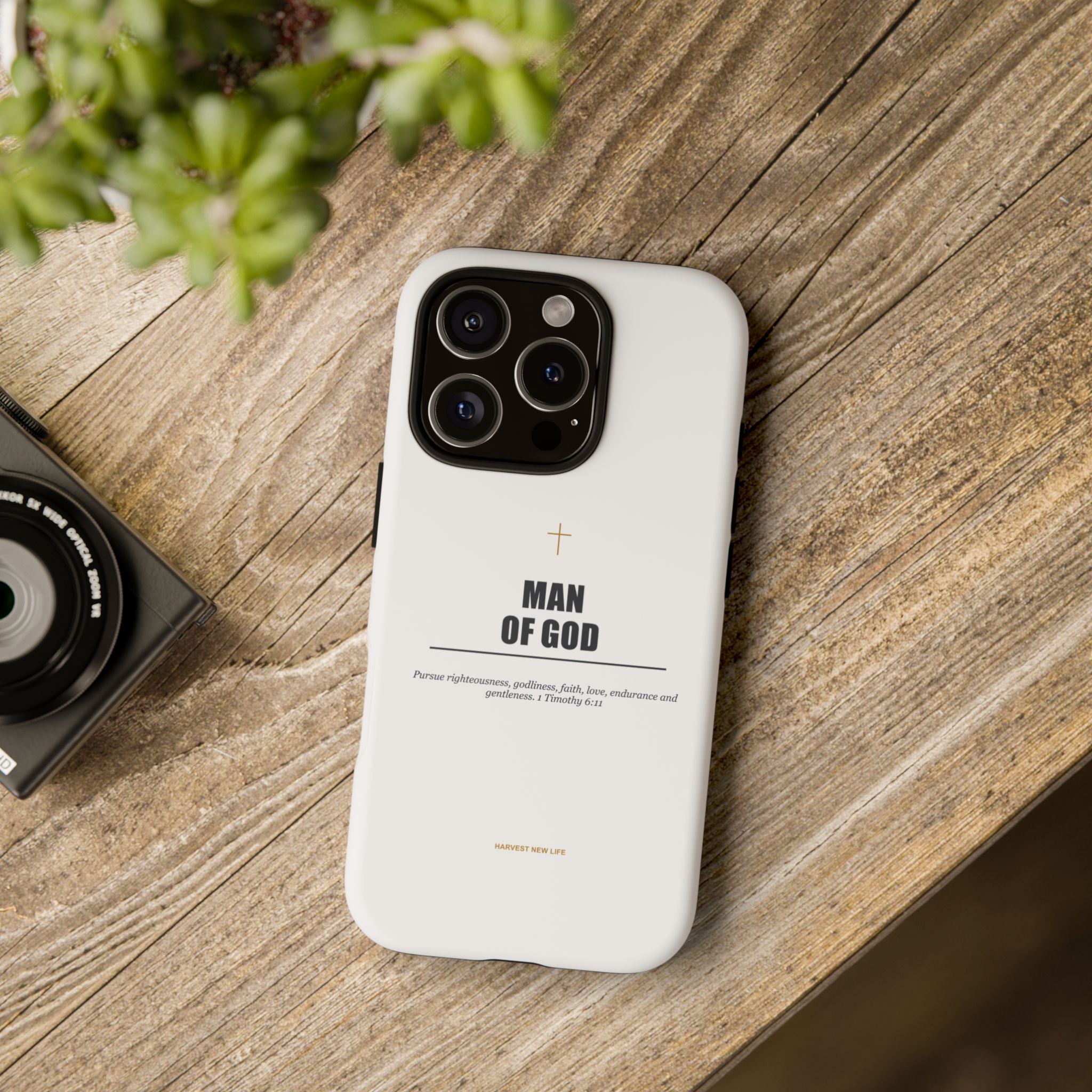 Man of God iPhone Case – Christian Faith Phone Cover with 1 Timothy 6:11 Scripture
