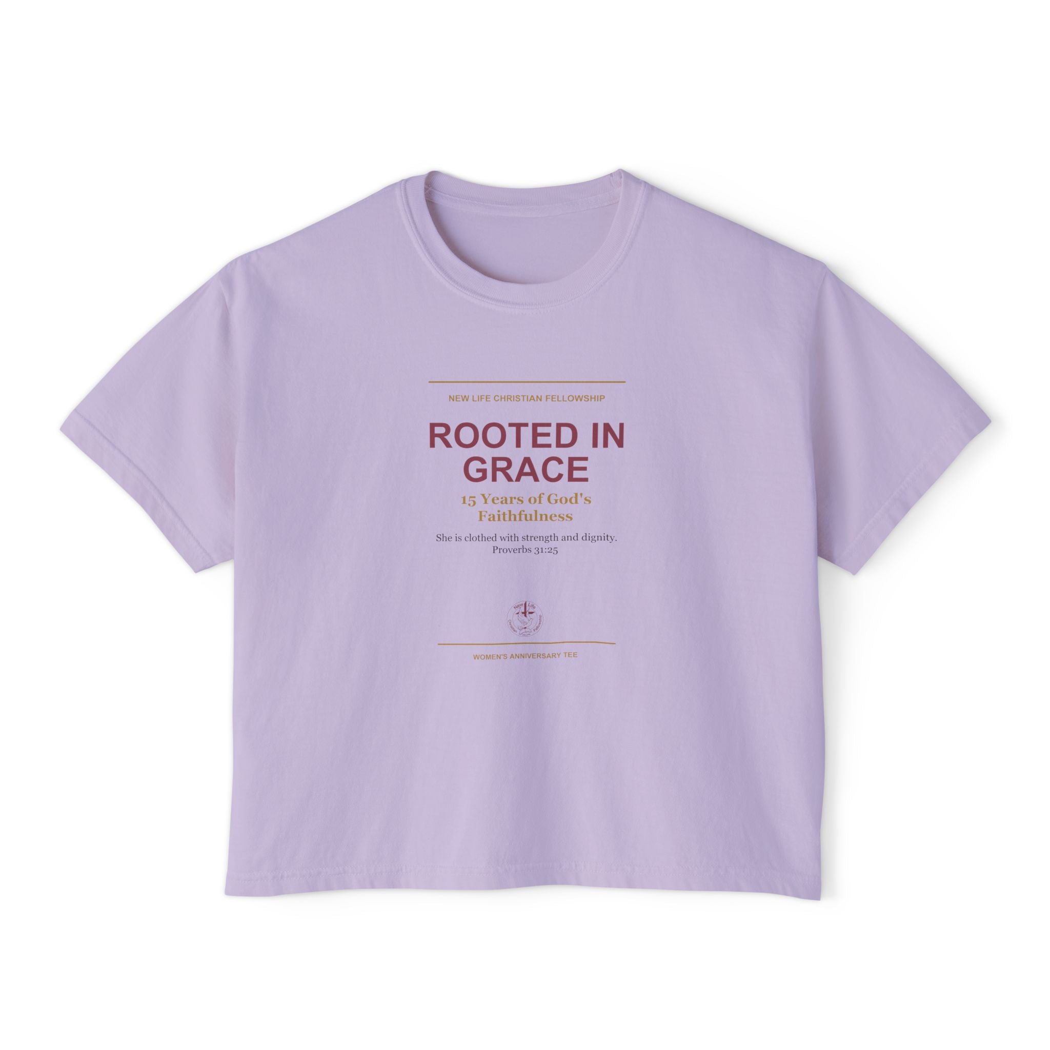 Rooted in New Life Women's Boxy Tee - 15th Anniversary Fundraiser