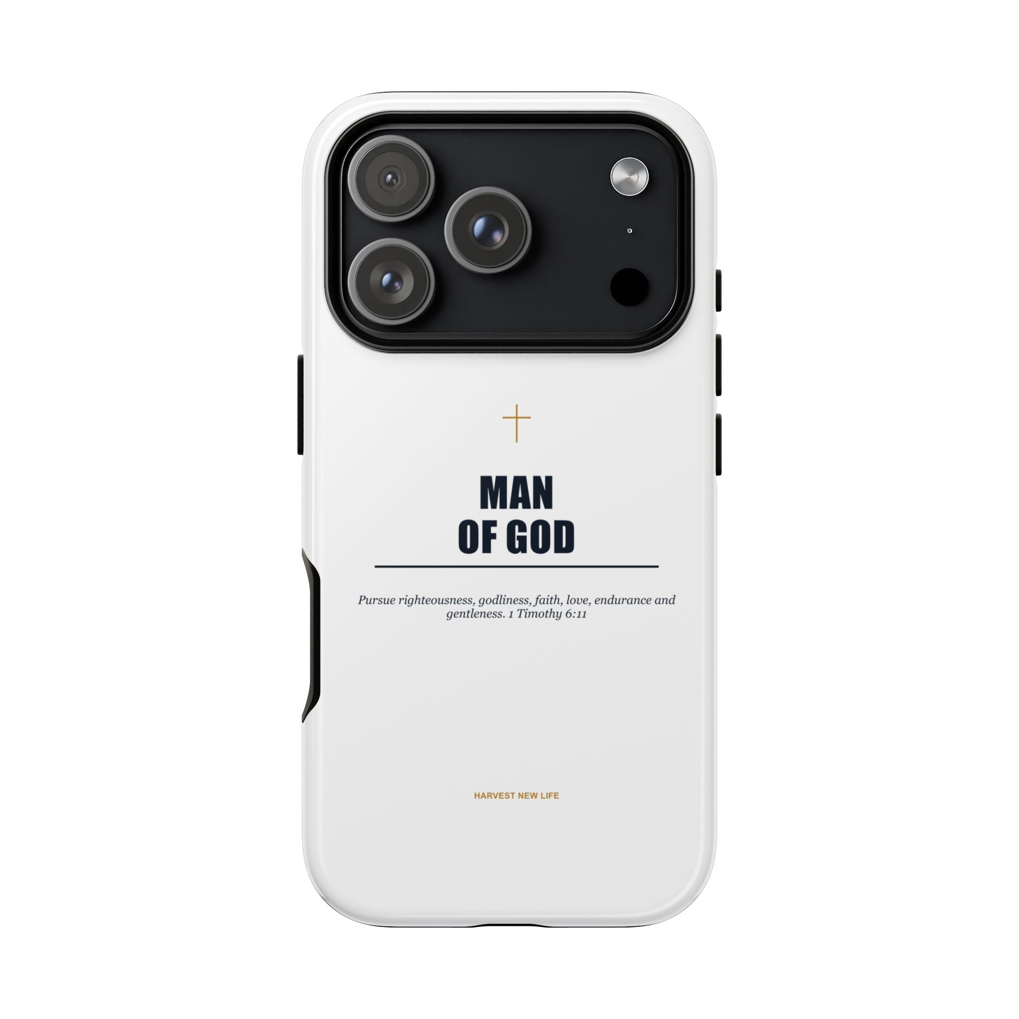 Man of God iPhone Case – Christian Faith Phone Cover with 1 Timothy 6:11 Scripture