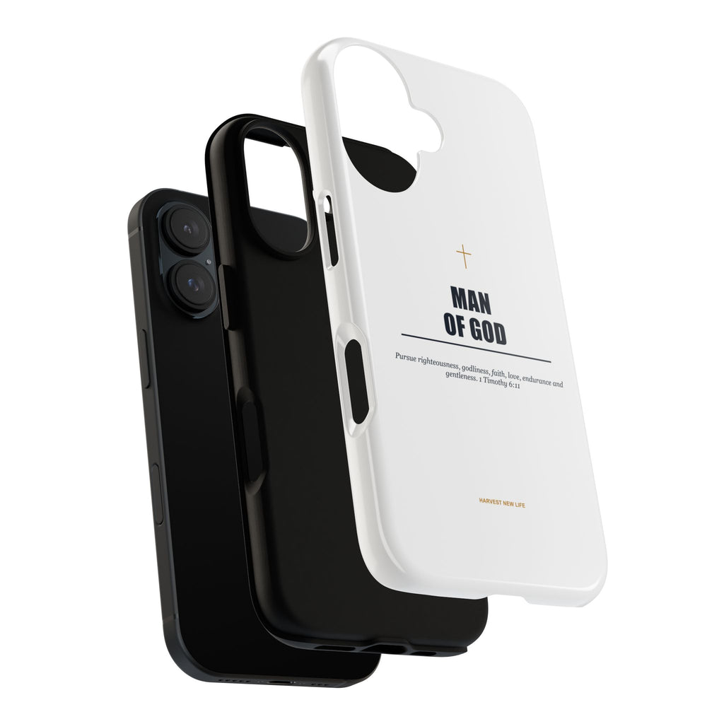 Man of God iPhone Case – Christian Faith Phone Cover with 1 Timothy 6:11 Scripture
