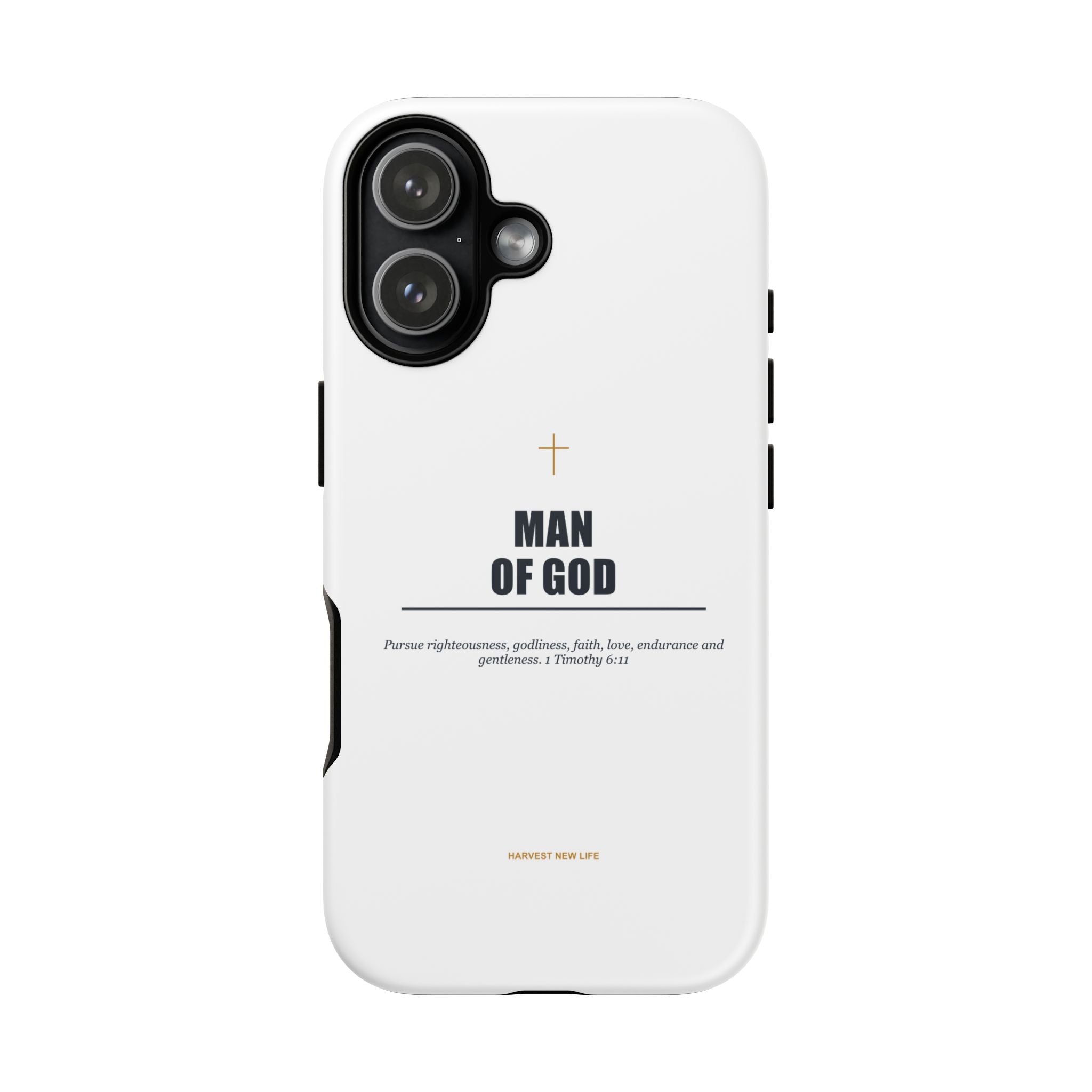 Man of God iPhone Case – Christian Faith Phone Cover with 1 Timothy 6:11 Scripture