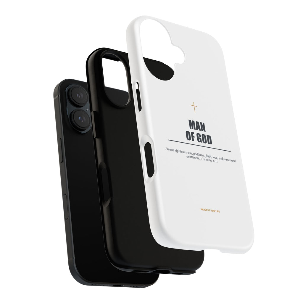 Man of God iPhone Case – Christian Faith Phone Cover with 1 Timothy 6:11 Scripture