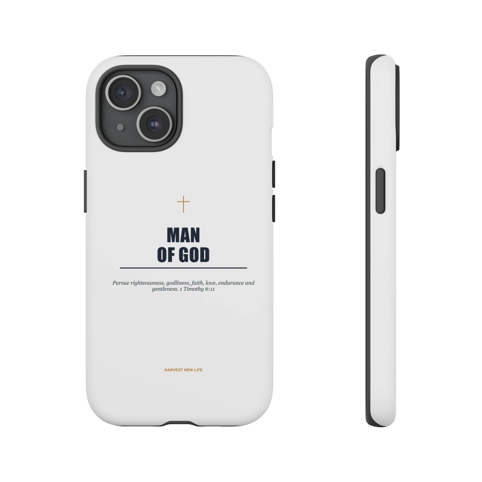 Man of God iPhone Case – Christian Faith Phone Cover with 1 Timothy 6:11 Scripture