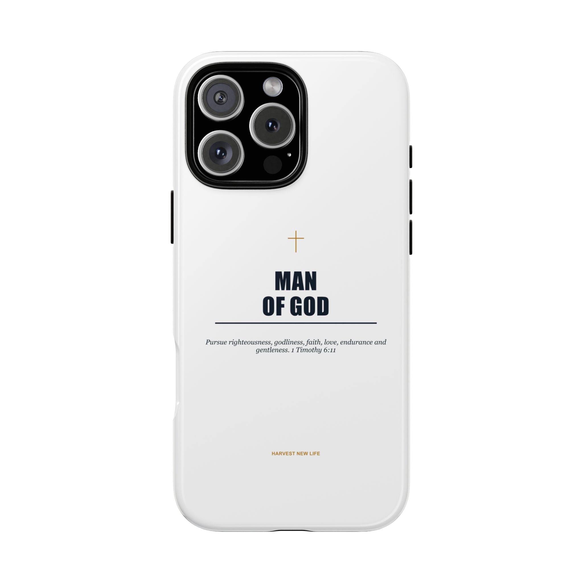 Man of God iPhone Case – Christian Faith Phone Cover with 1 Timothy 6:11 Scripture