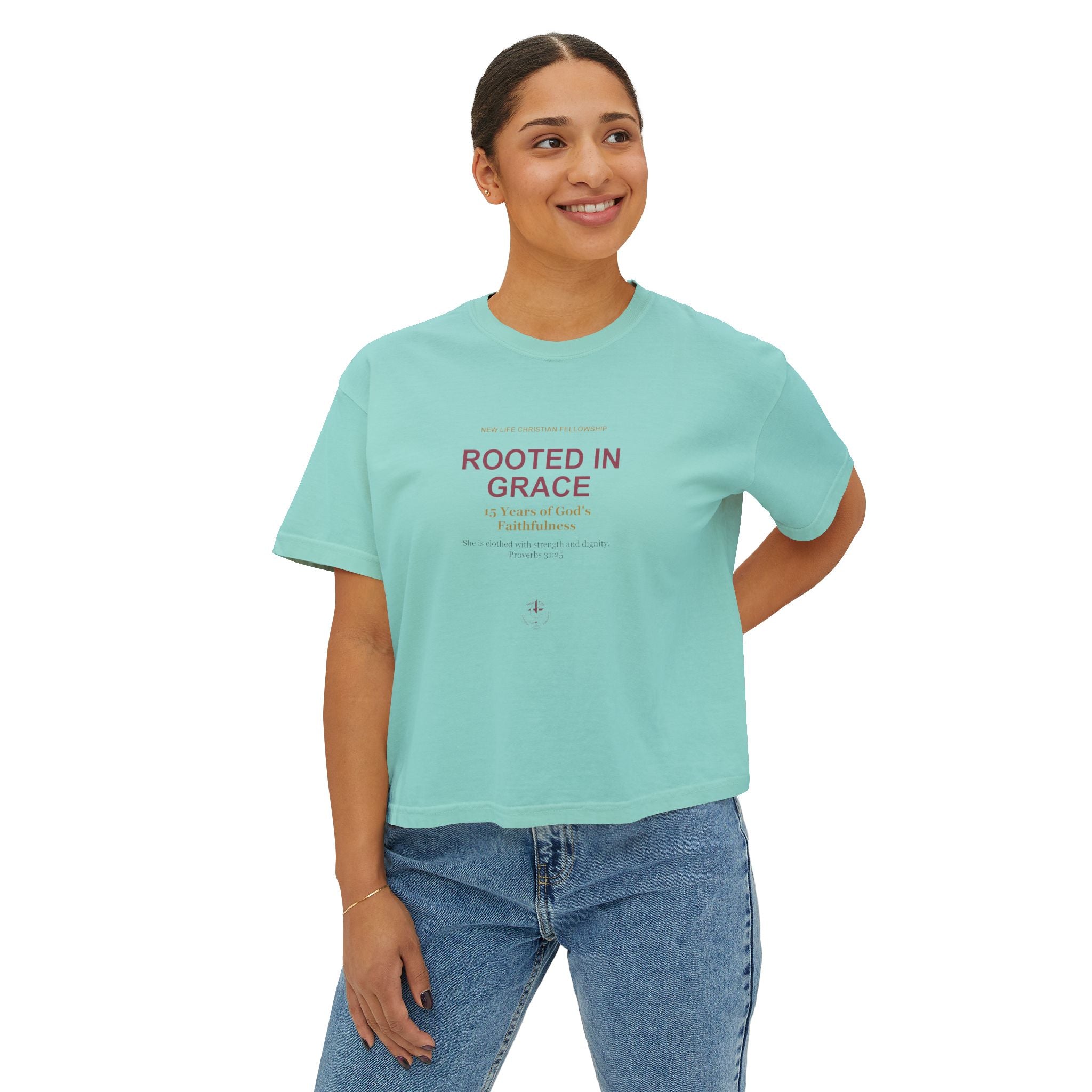 Rooted in New Life Women's Boxy Tee - 15th Anniversary Fundraiser