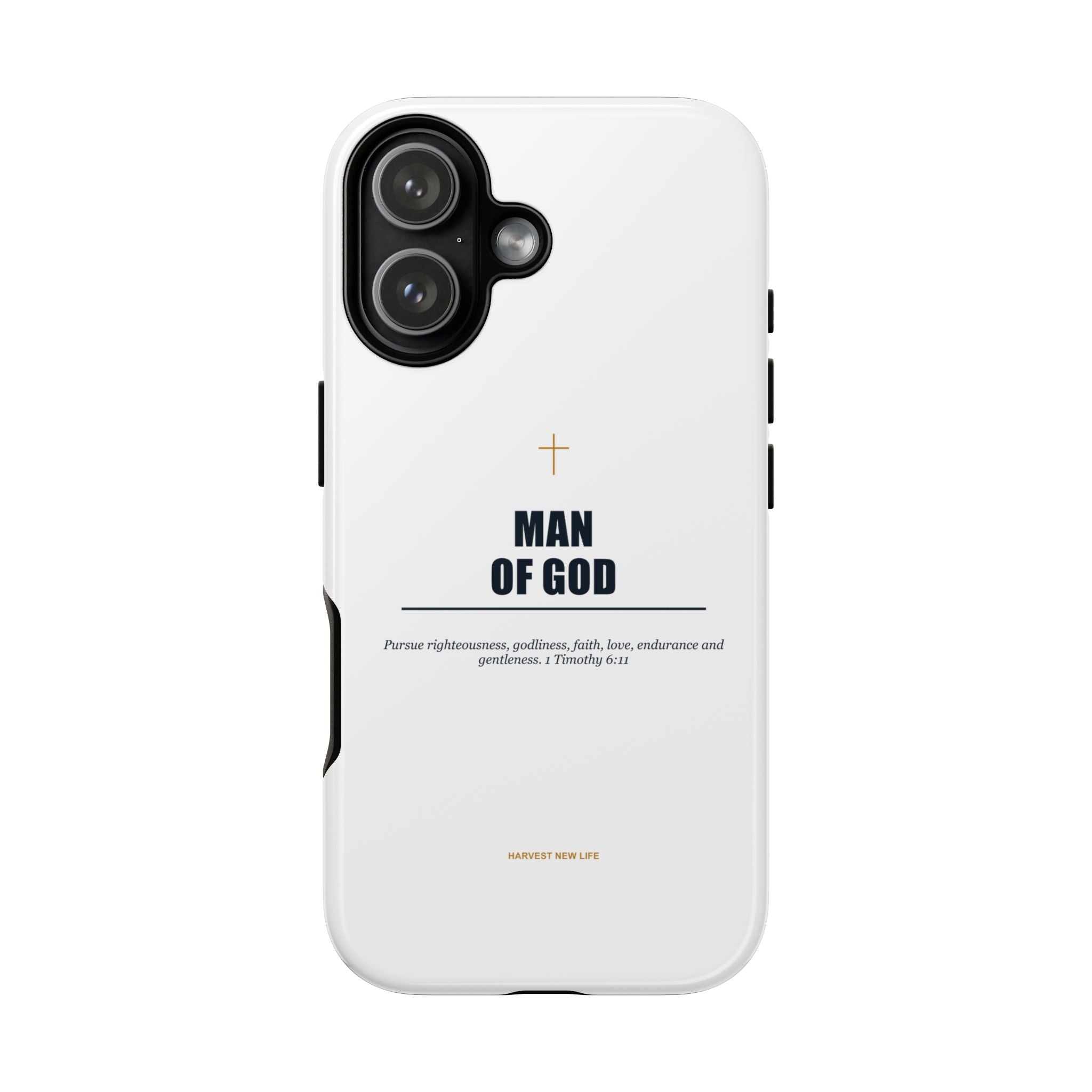 Man of God iPhone Case – Christian Faith Phone Cover with 1 Timothy 6:11 Scripture