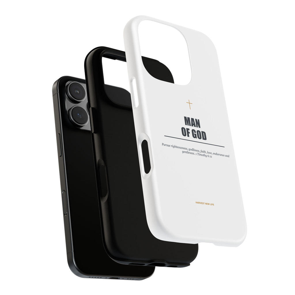 Man of God iPhone Case – Christian Faith Phone Cover with 1 Timothy 6:11 Scripture