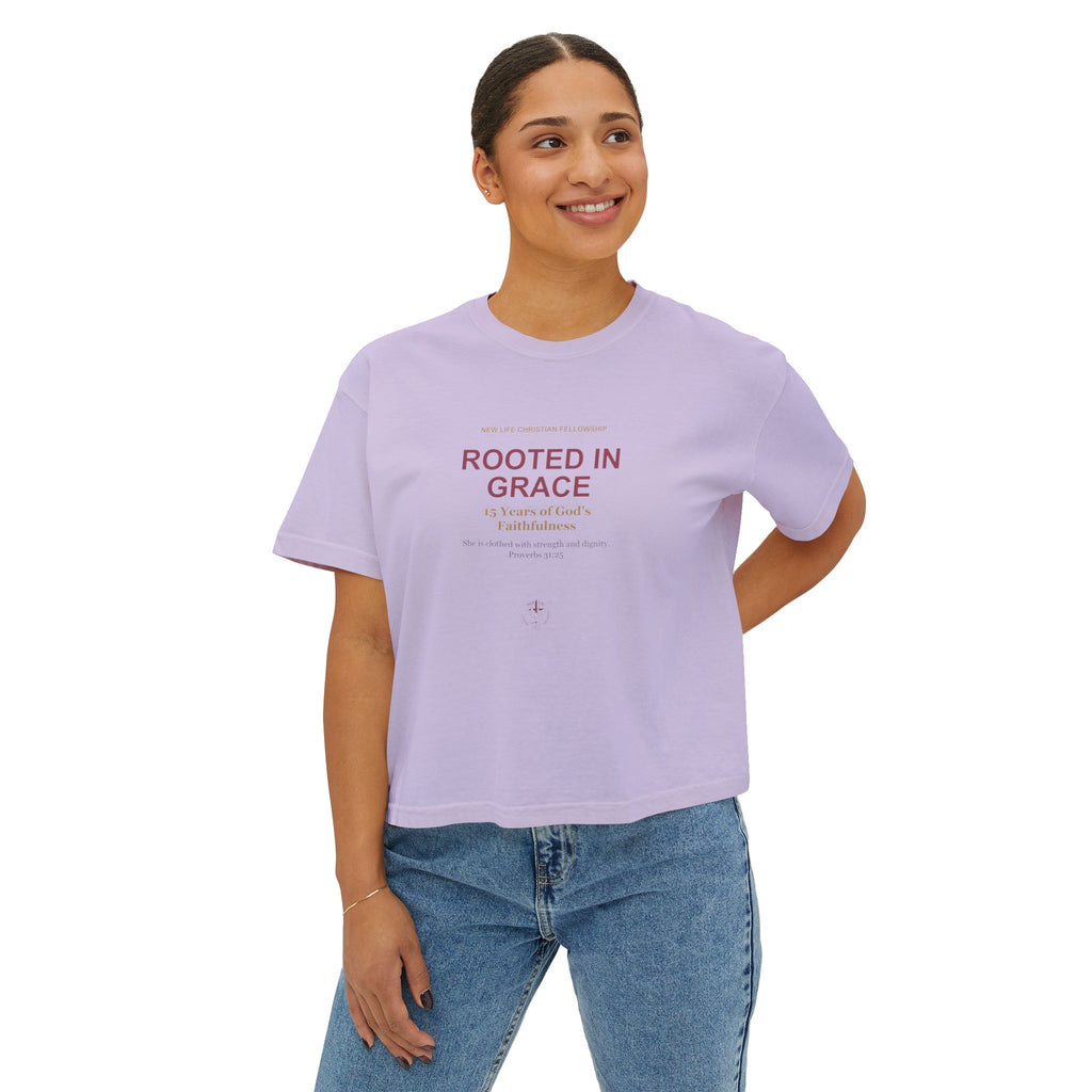 Rooted in New Life Women's Boxy Tee - 15th Anniversary Fundraiser