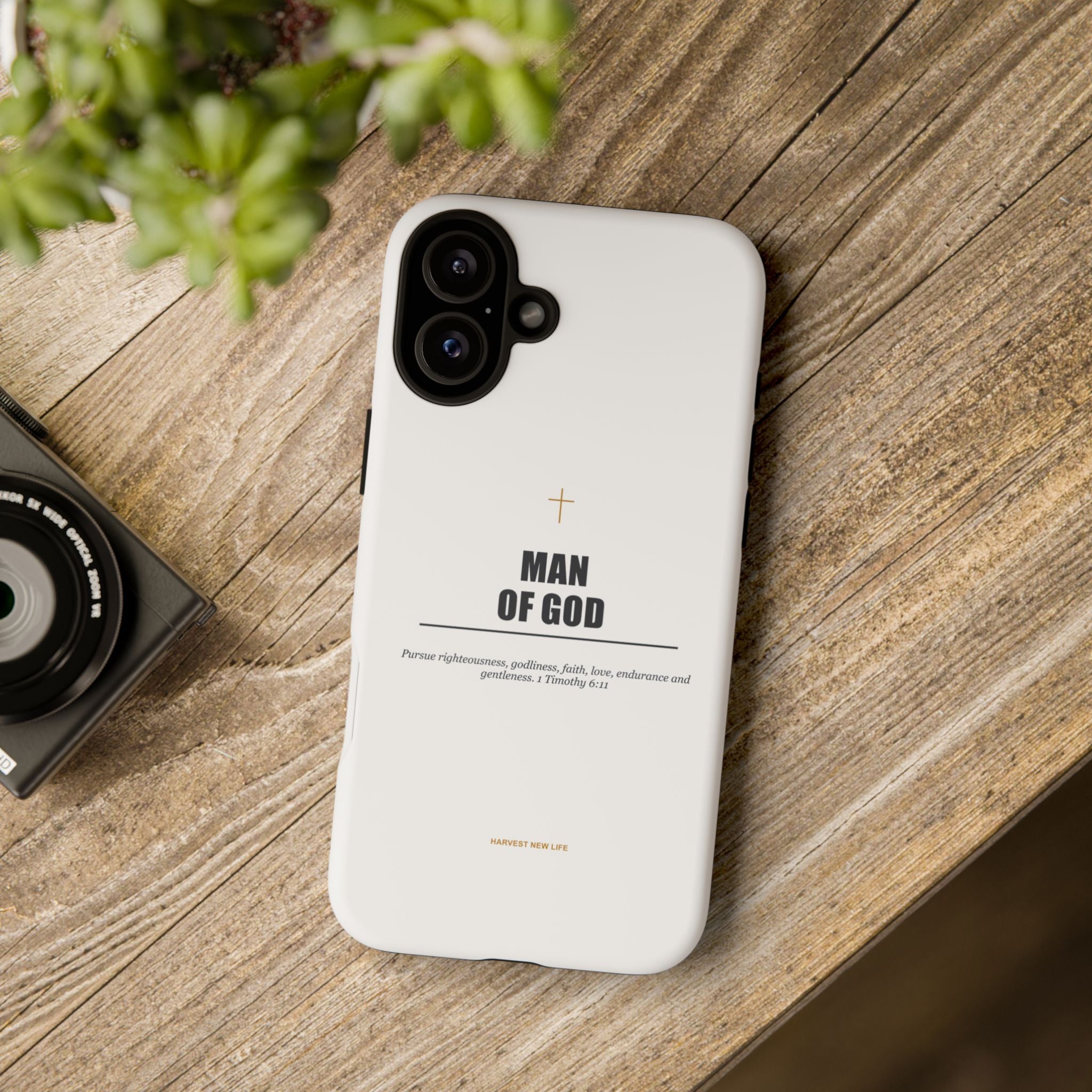 Man of God iPhone Case – Christian Faith Phone Cover with 1 Timothy 6:11 Scripture