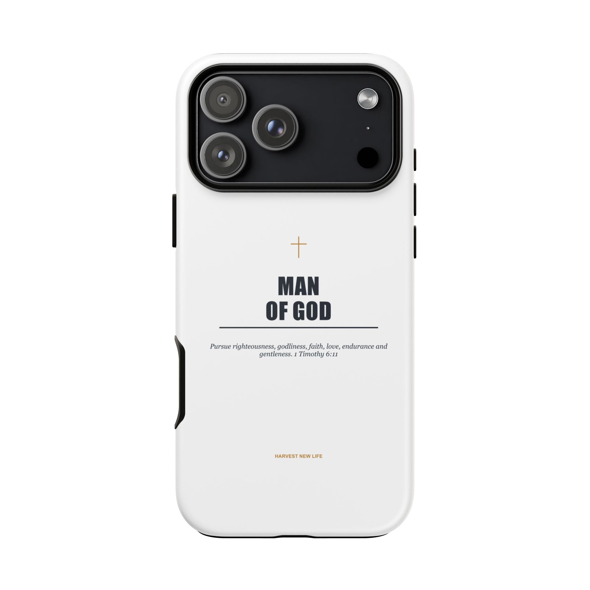 Man of God iPhone Case – Christian Faith Phone Cover with 1 Timothy 6:11 Scripture