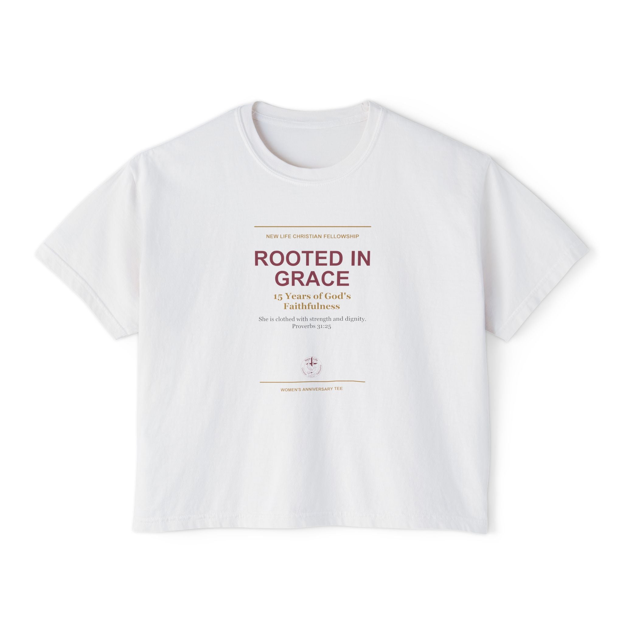 Rooted in New Life Women's Boxy Tee - 15th Anniversary Fundraiser