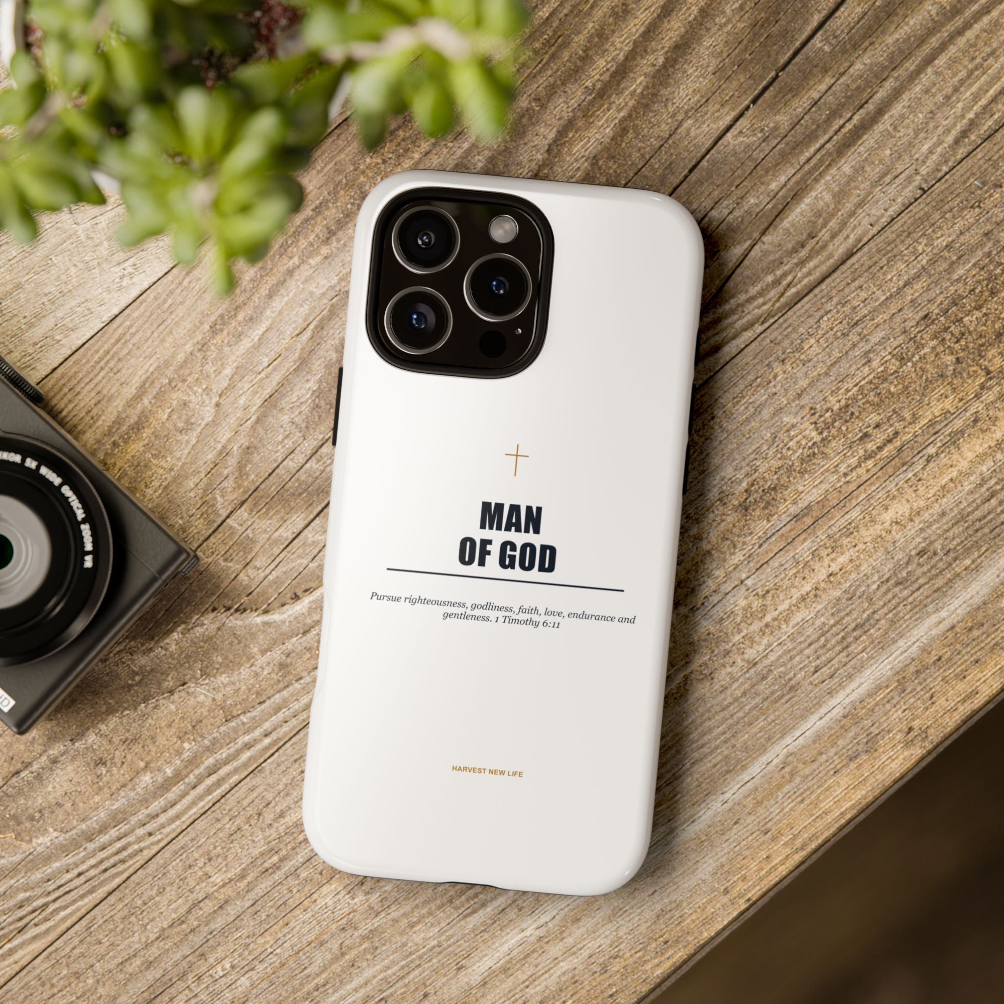Man of God iPhone Case – Christian Faith Phone Cover with 1 Timothy 6:11 Scripture