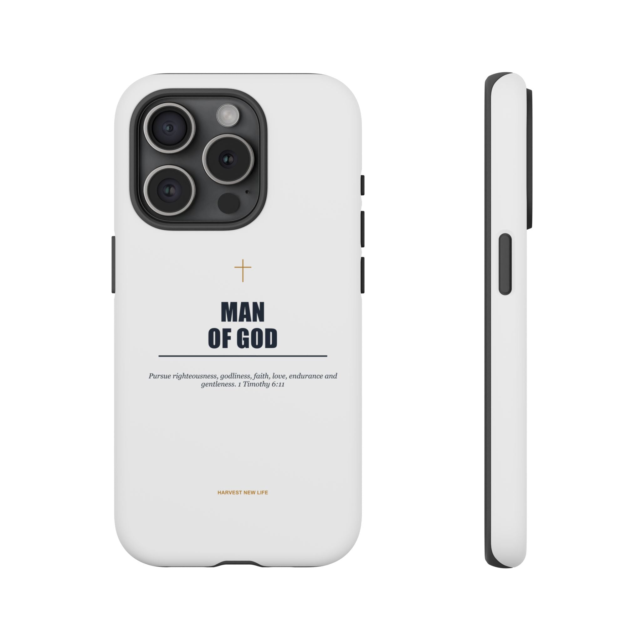 Man of God iPhone Case – Christian Faith Phone Cover with 1 Timothy 6:11 Scripture