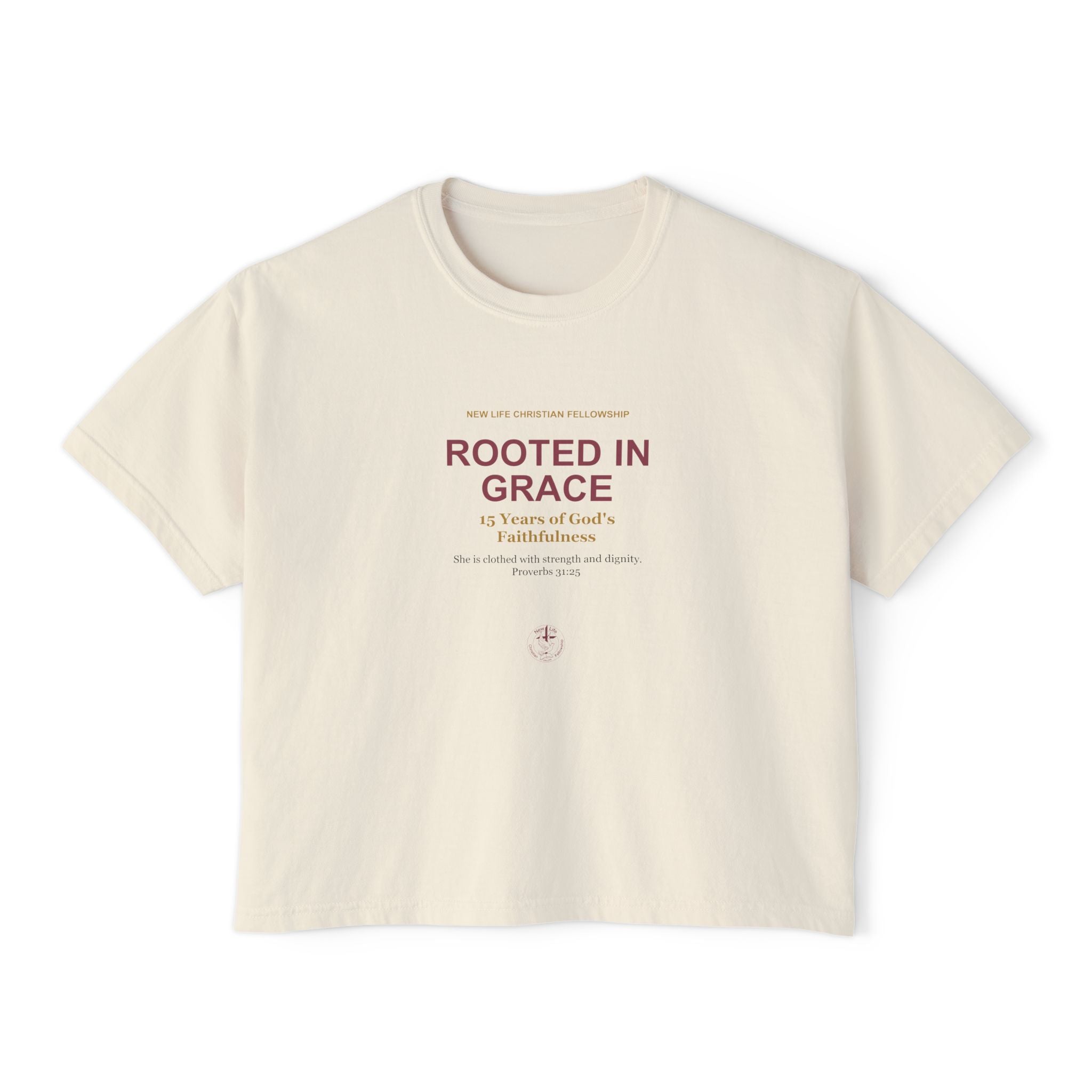Rooted in New Life Women's Boxy Tee - 15th Anniversary Fundraiser