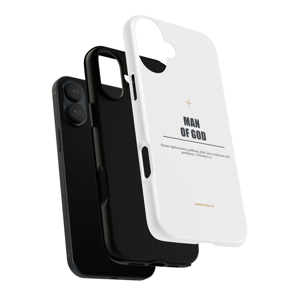 Man of God iPhone Case – Christian Faith Phone Cover with 1 Timothy 6:11 Scripture
