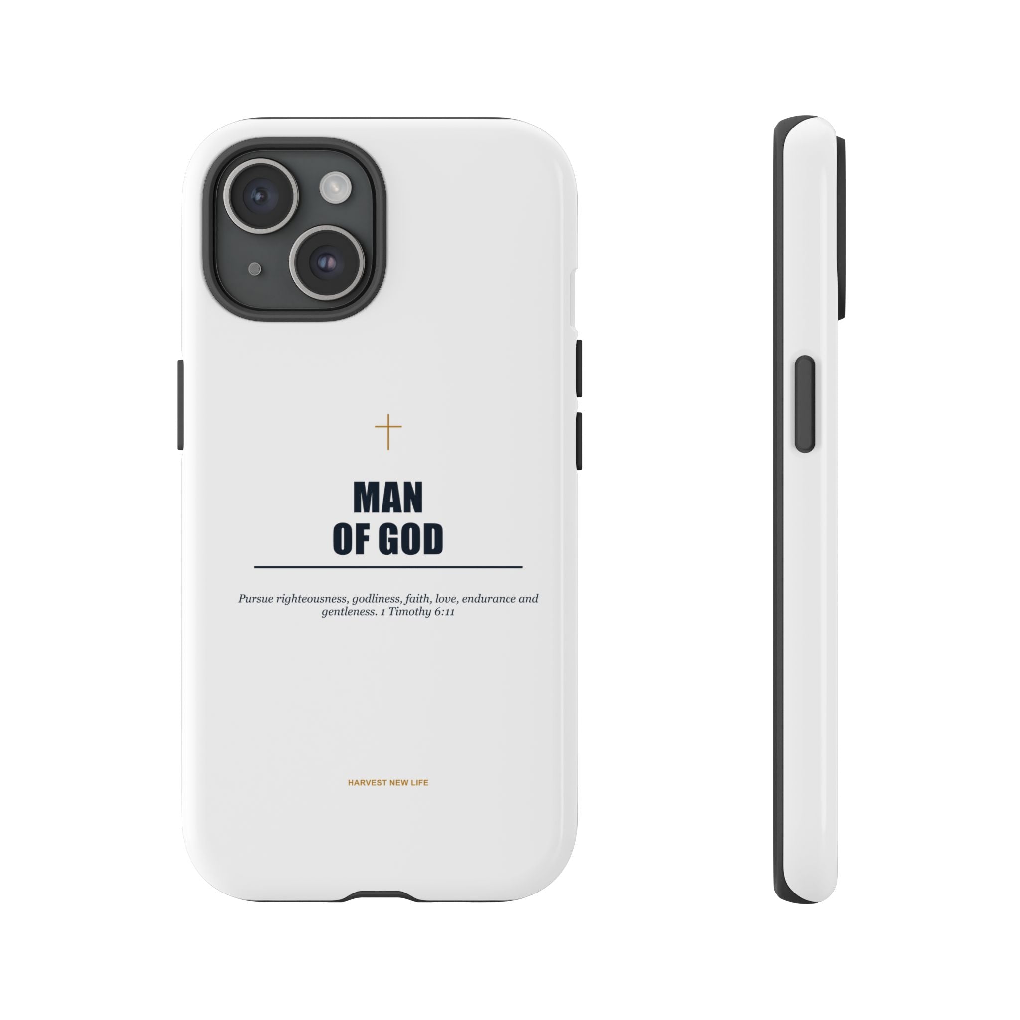 Man of God iPhone Case – Christian Faith Phone Cover with 1 Timothy 6:11 Scripture
