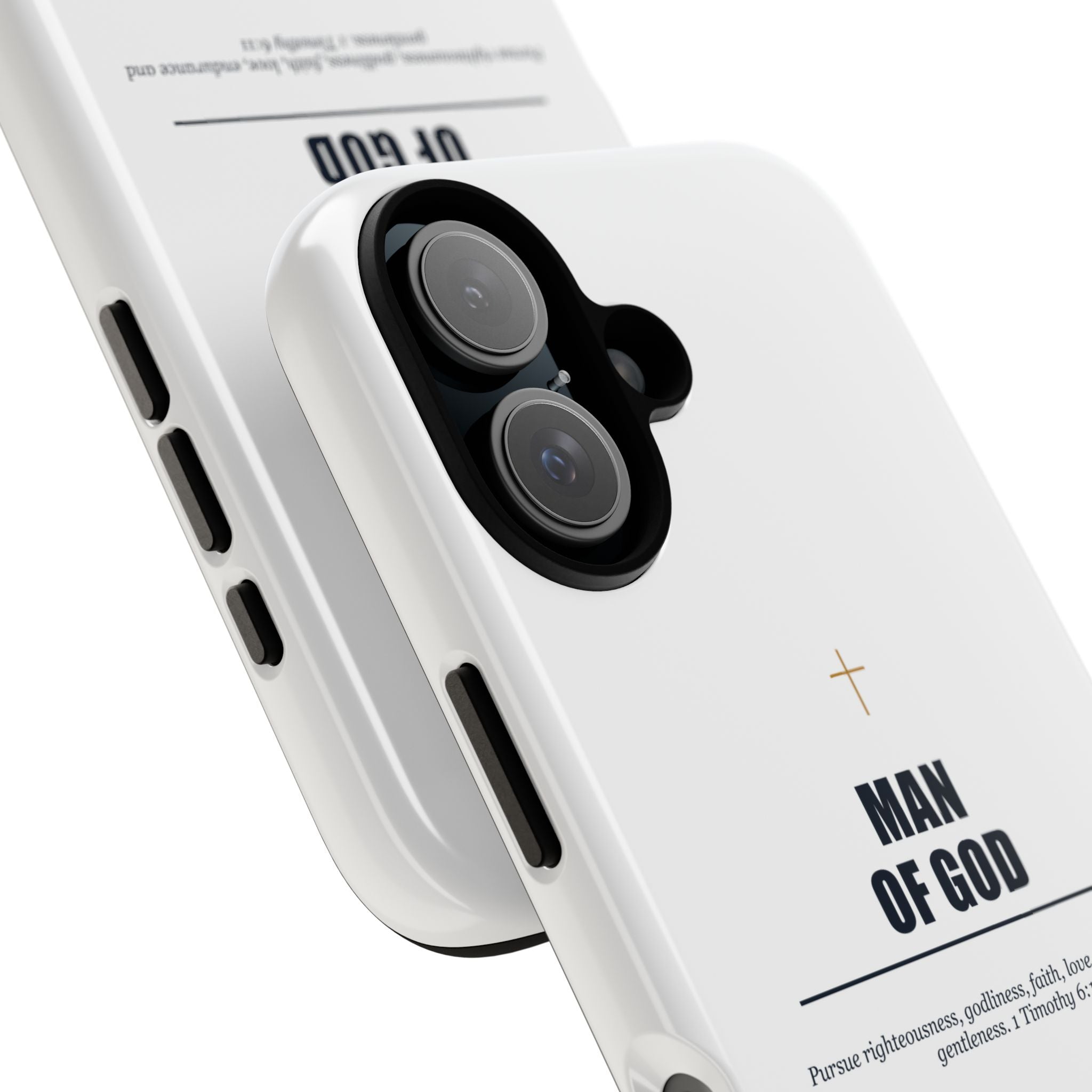 Man of God iPhone Case – Christian Faith Phone Cover with 1 Timothy 6:11 Scripture