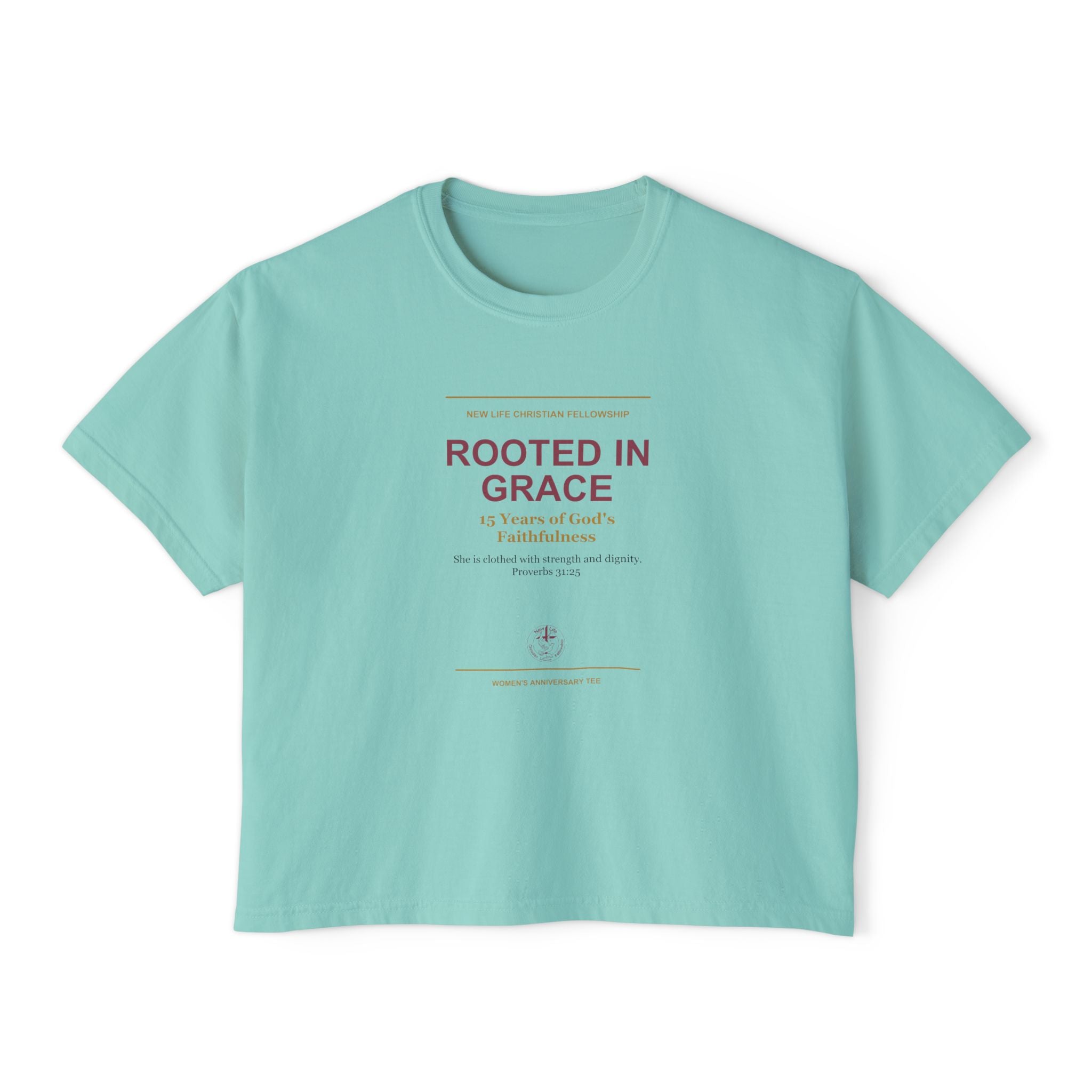 Rooted in New Life Women's Boxy Tee - 15th Anniversary Fundraiser