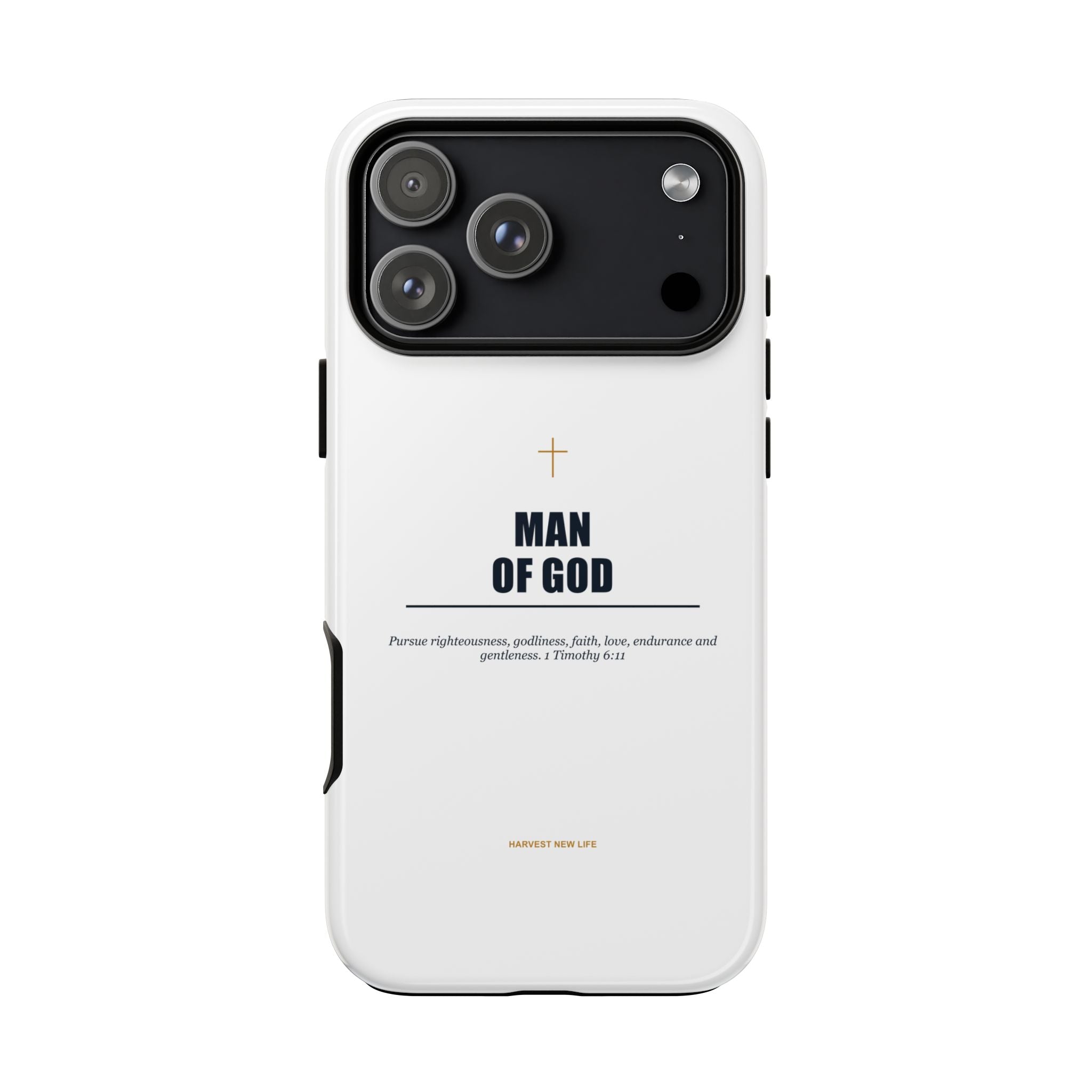 Man of God iPhone Case – Christian Faith Phone Cover with 1 Timothy 6:11 Scripture