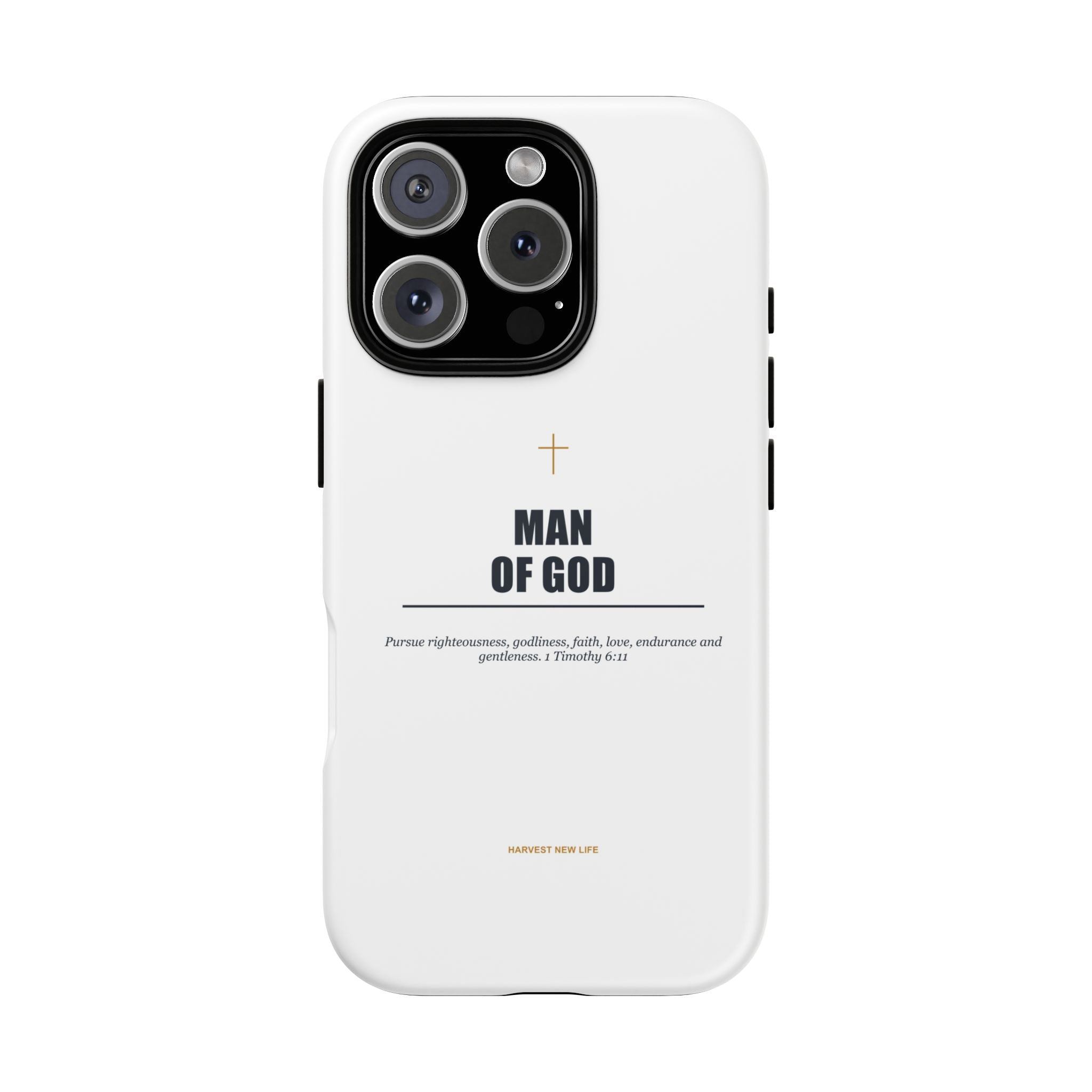 Man of God iPhone Case – Christian Faith Phone Cover with 1 Timothy 6:11 Scripture