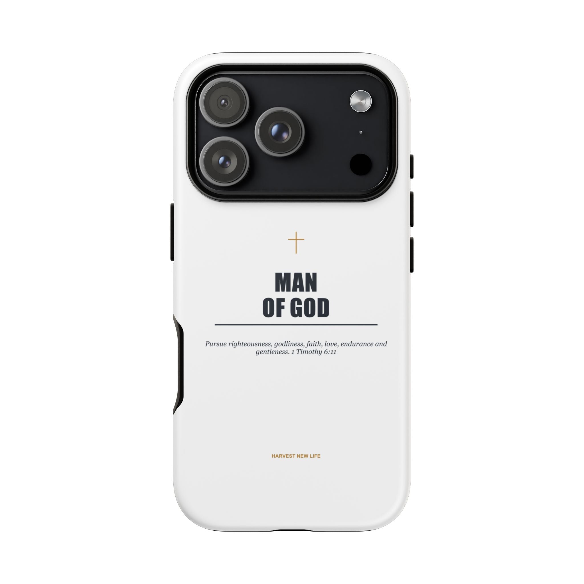 Man of God iPhone Case – Christian Faith Phone Cover with 1 Timothy 6:11 Scripture