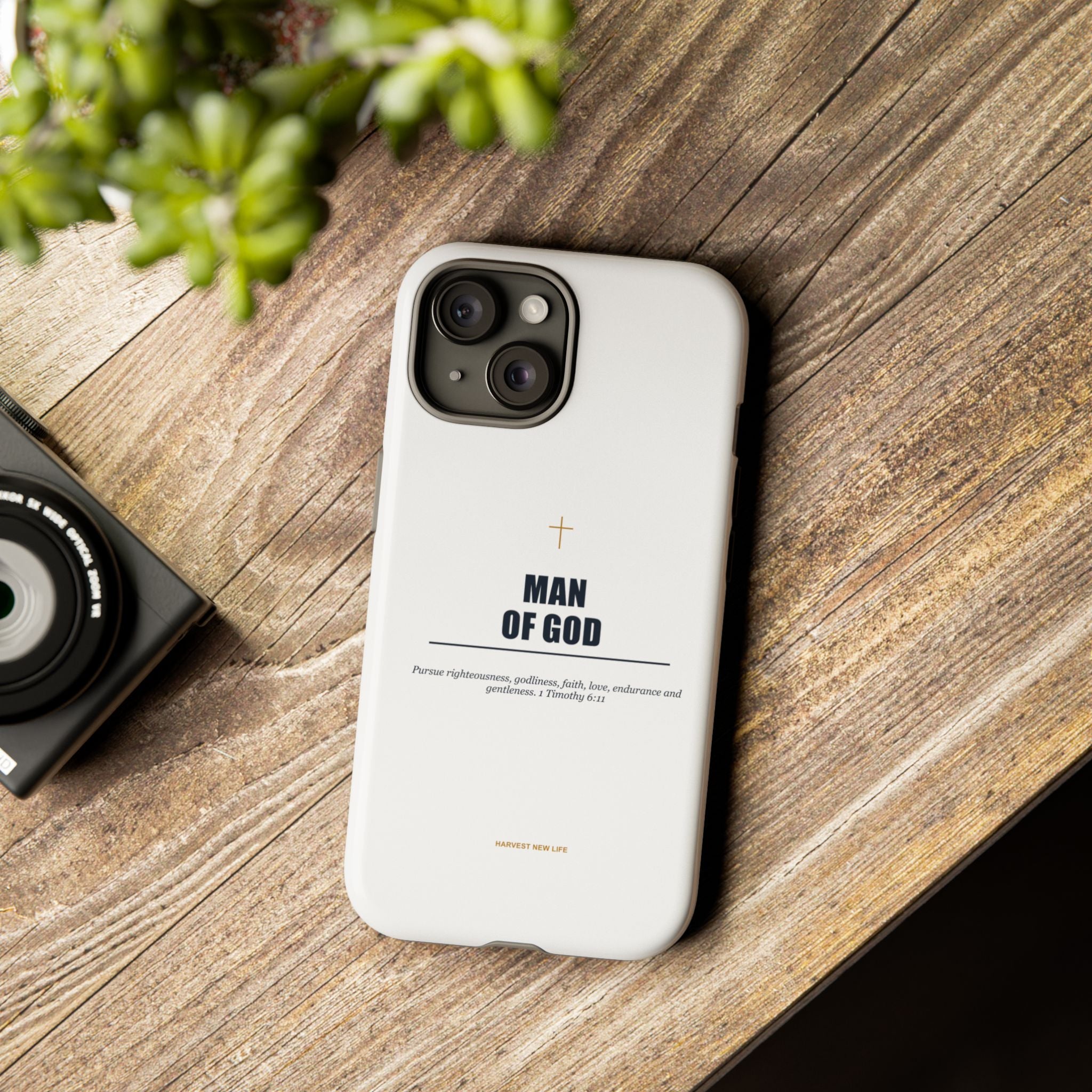 Man of God iPhone Case – Christian Faith Phone Cover with 1 Timothy 6:11 Scripture